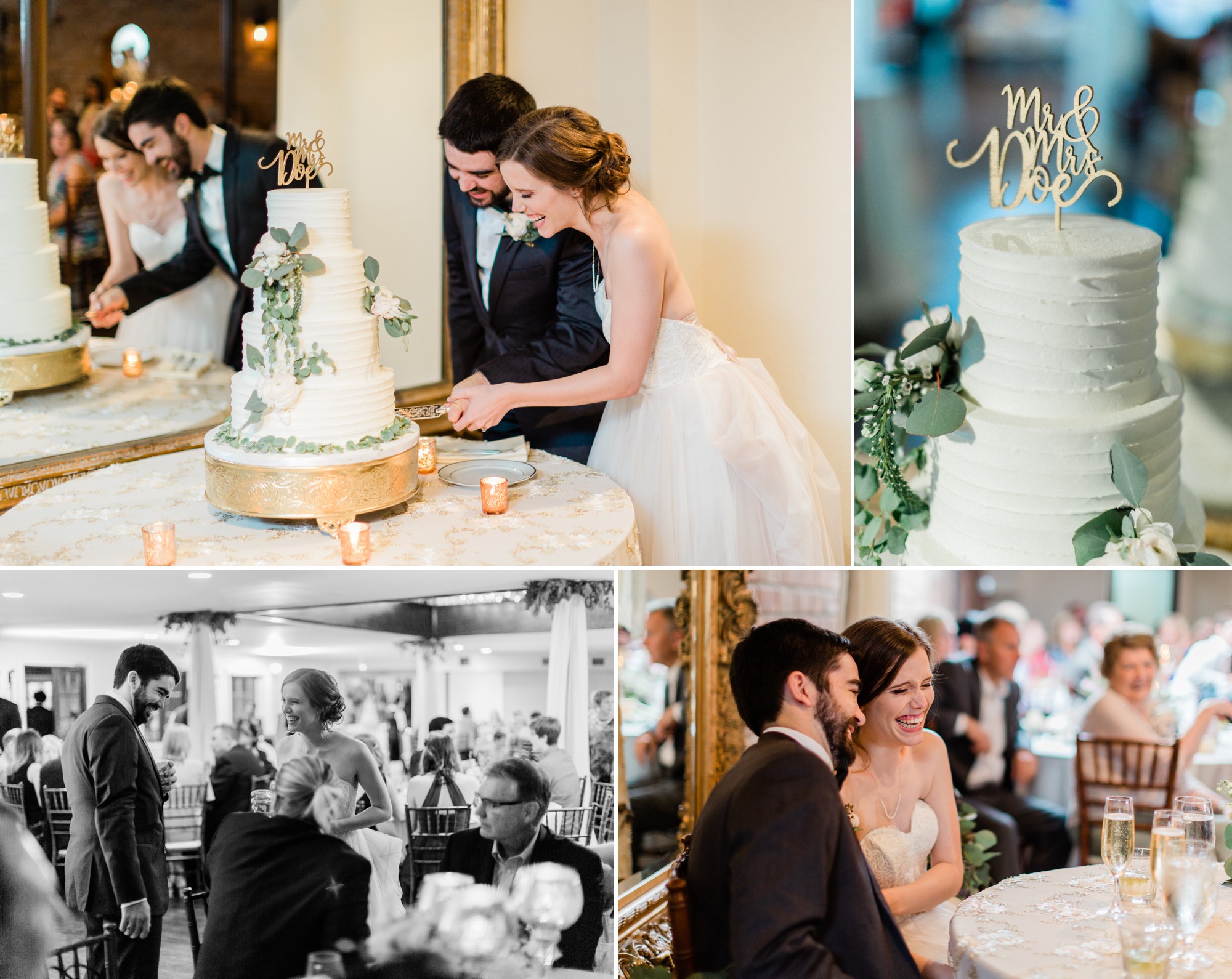 indoor wedding reception, cutting the cake, spring wedding photo, the gallery, houston, texas, dreamy elk photography and design