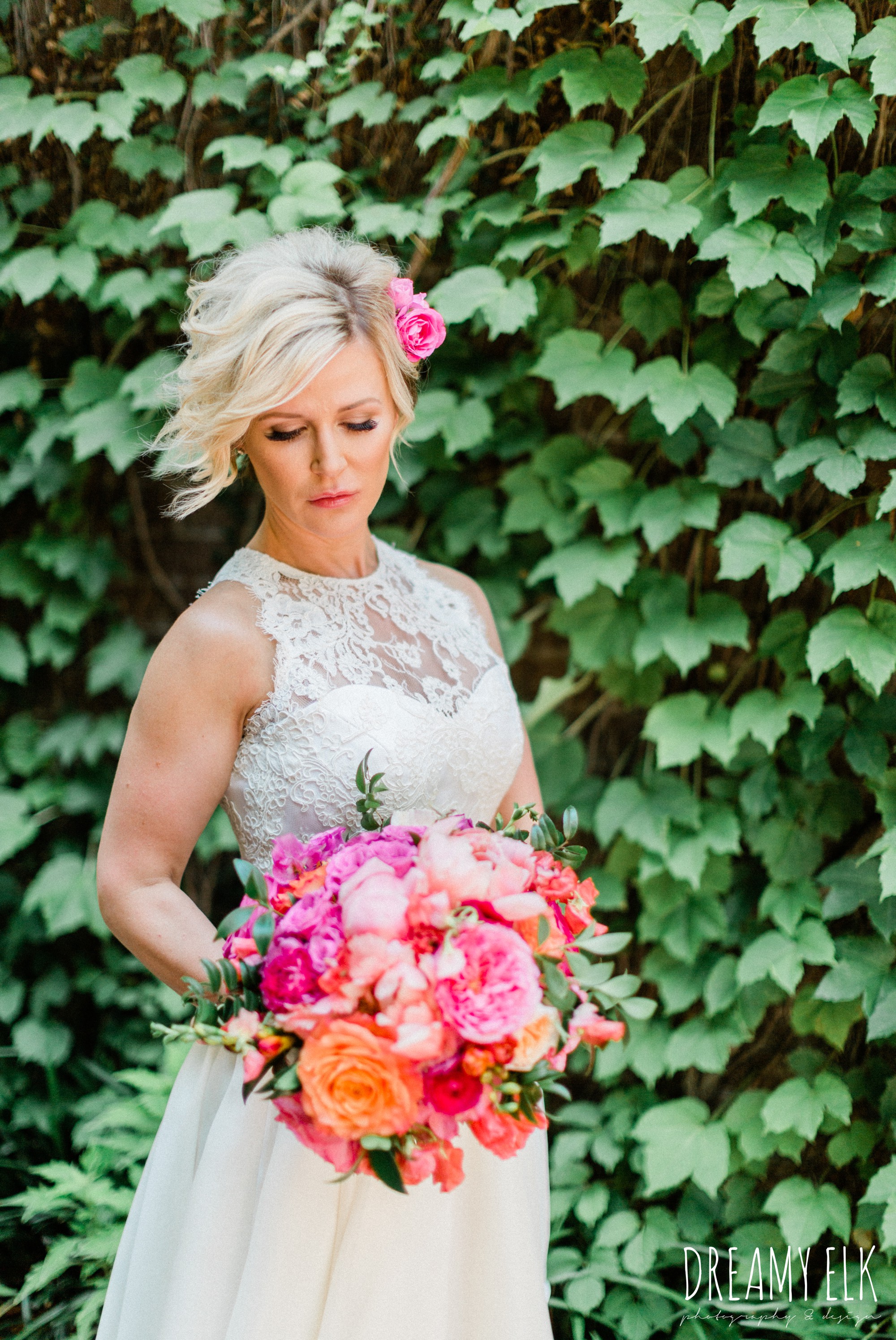 bride, michael faircloth, short wedding dress, spring colorful pink orange wedding photo, fort worth, texas, dreamy elk photography and design, jen rios weddings, kate foley designs