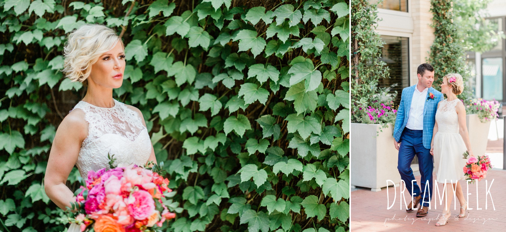 groom, ted baker, bride, michael faircloth, short wedding dress, spring colorful pink orange wedding photo, fort worth, texas, dreamy elk photography and design, jen rios weddings, kate foley designs