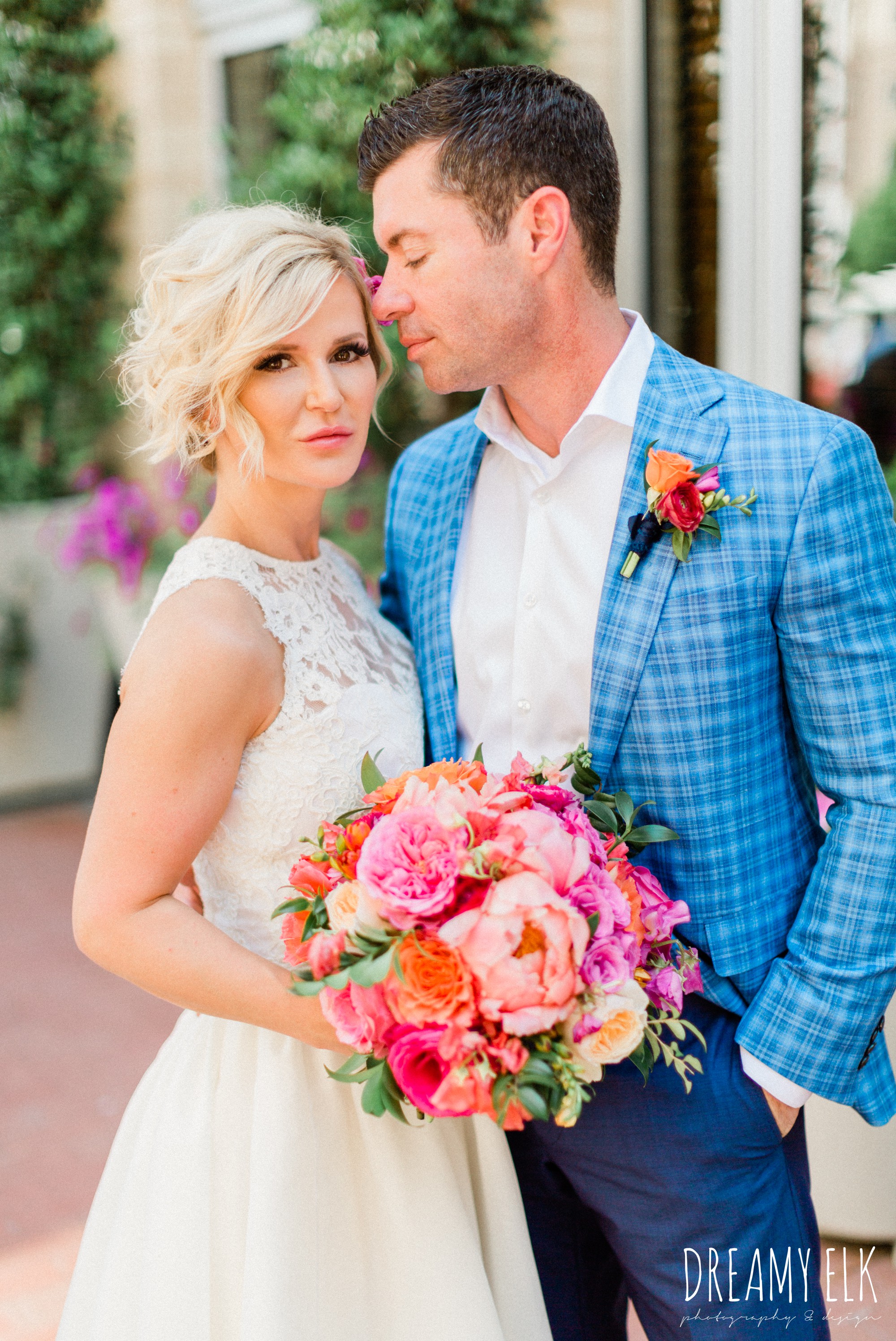 groom, ted baker, bride, michael faircloth, short wedding dress, spring colorful pink orange wedding photo, fort worth, texas, dreamy elk photography and design, jen rios weddings, kate foley designs