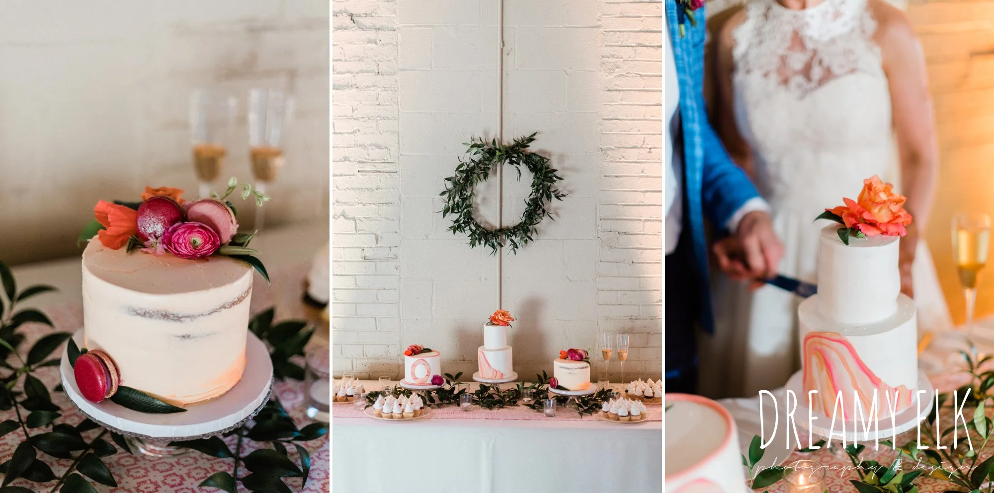 loft 22 cakes, reception decor, spring colorful pink orange wedding photo, fort worth, texas, dreamy elk photography and design, jen rios weddings, kate foley designs