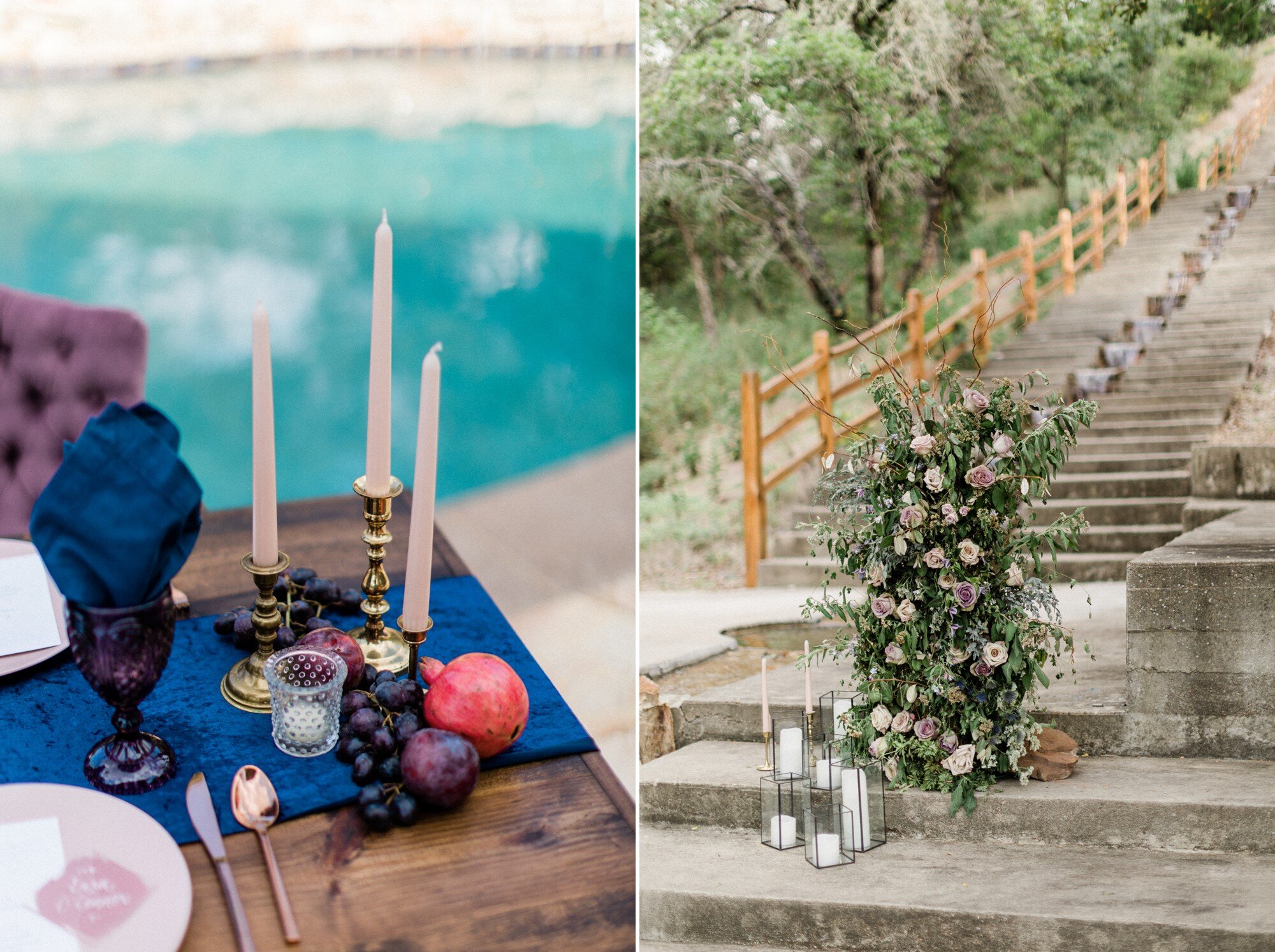 blue and purple styled shoot, austin wedding photographer