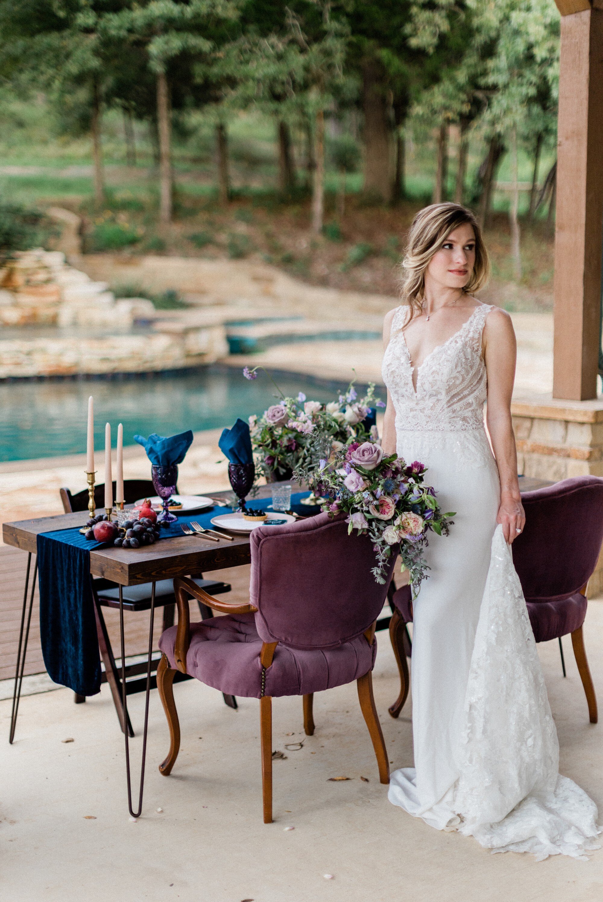 blue and purple styled shoot, austin wedding photographer