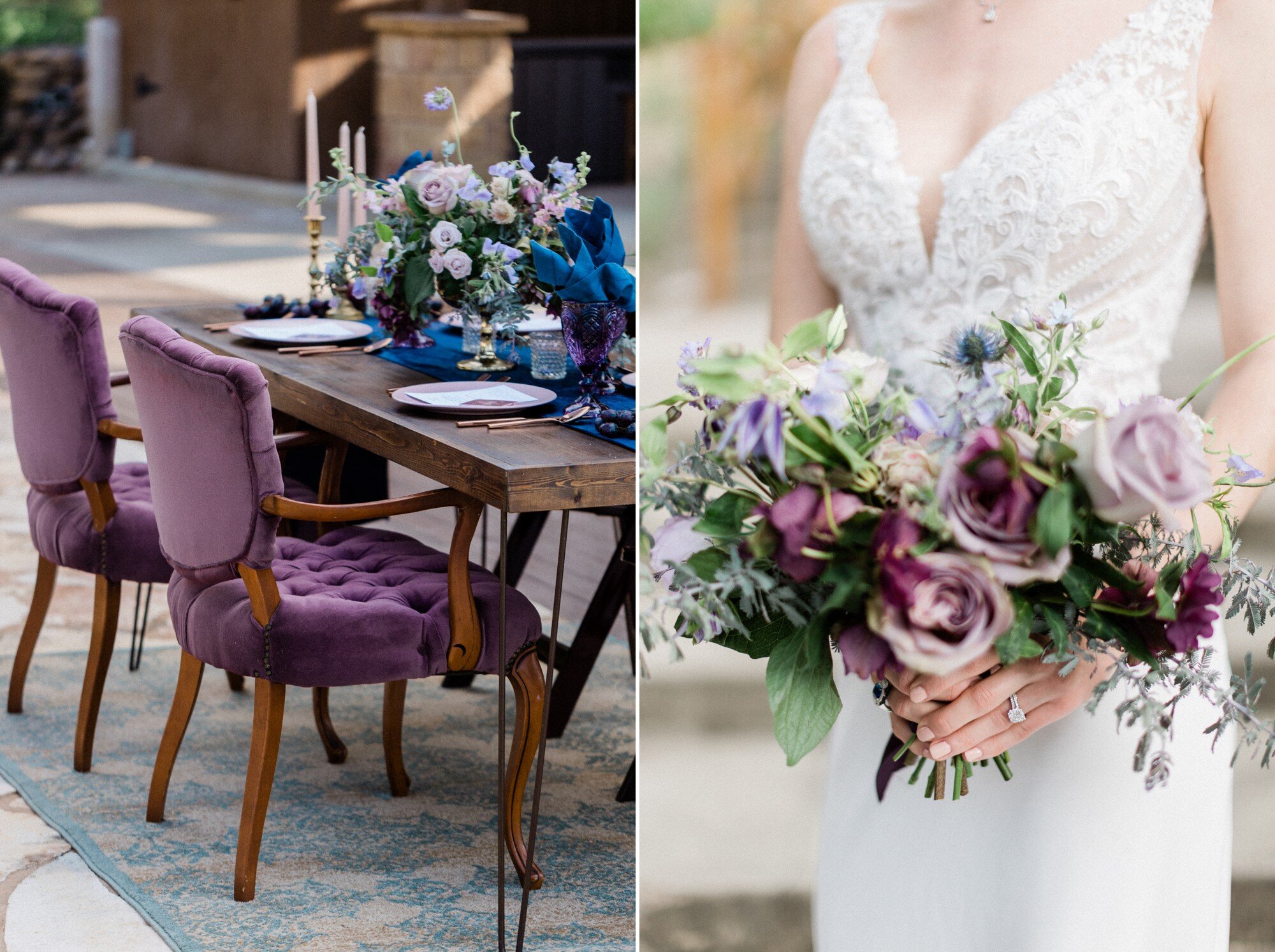 blue and purple styled shoot, austin wedding photographer