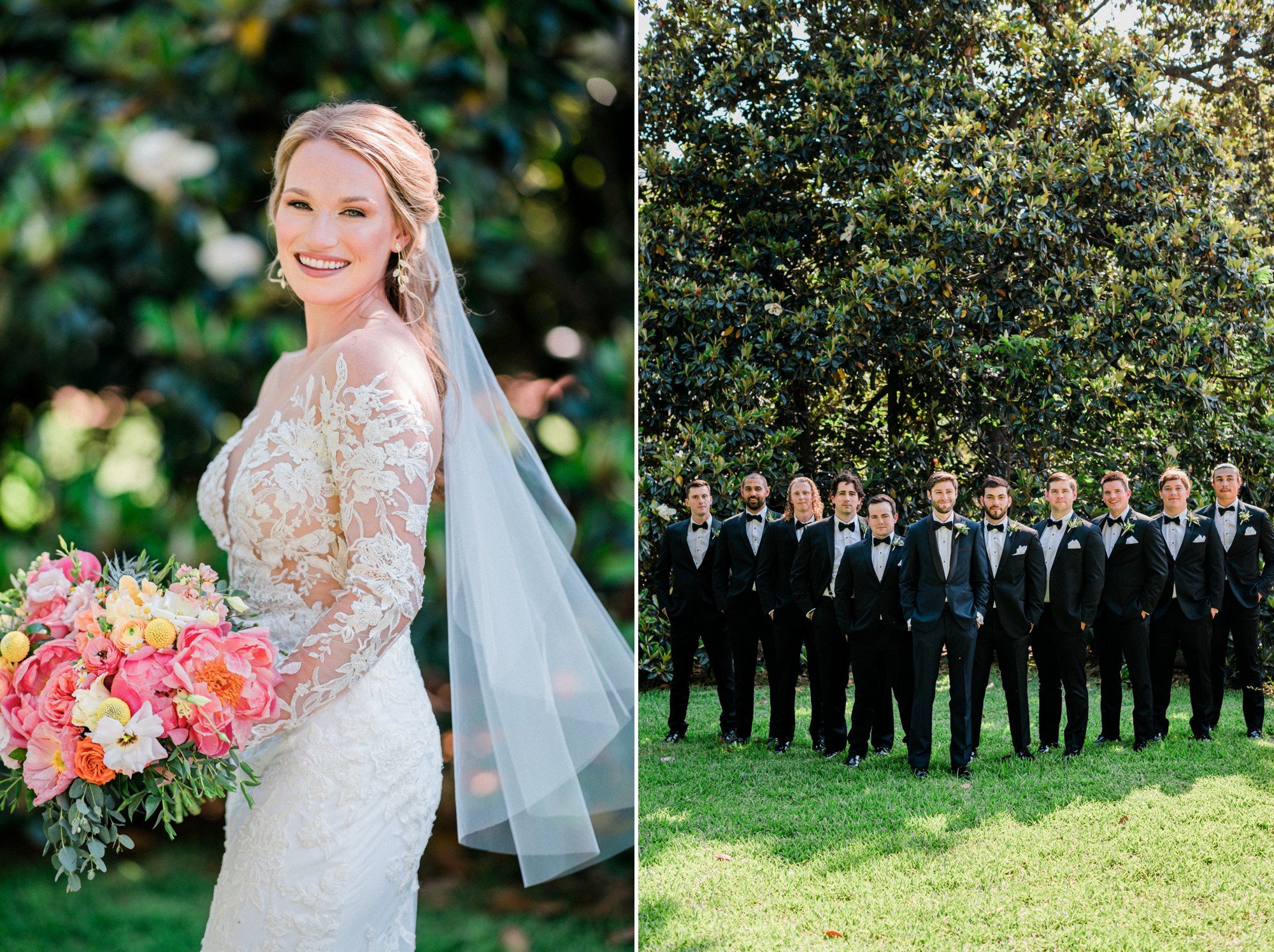 spring wedding bouquet with color