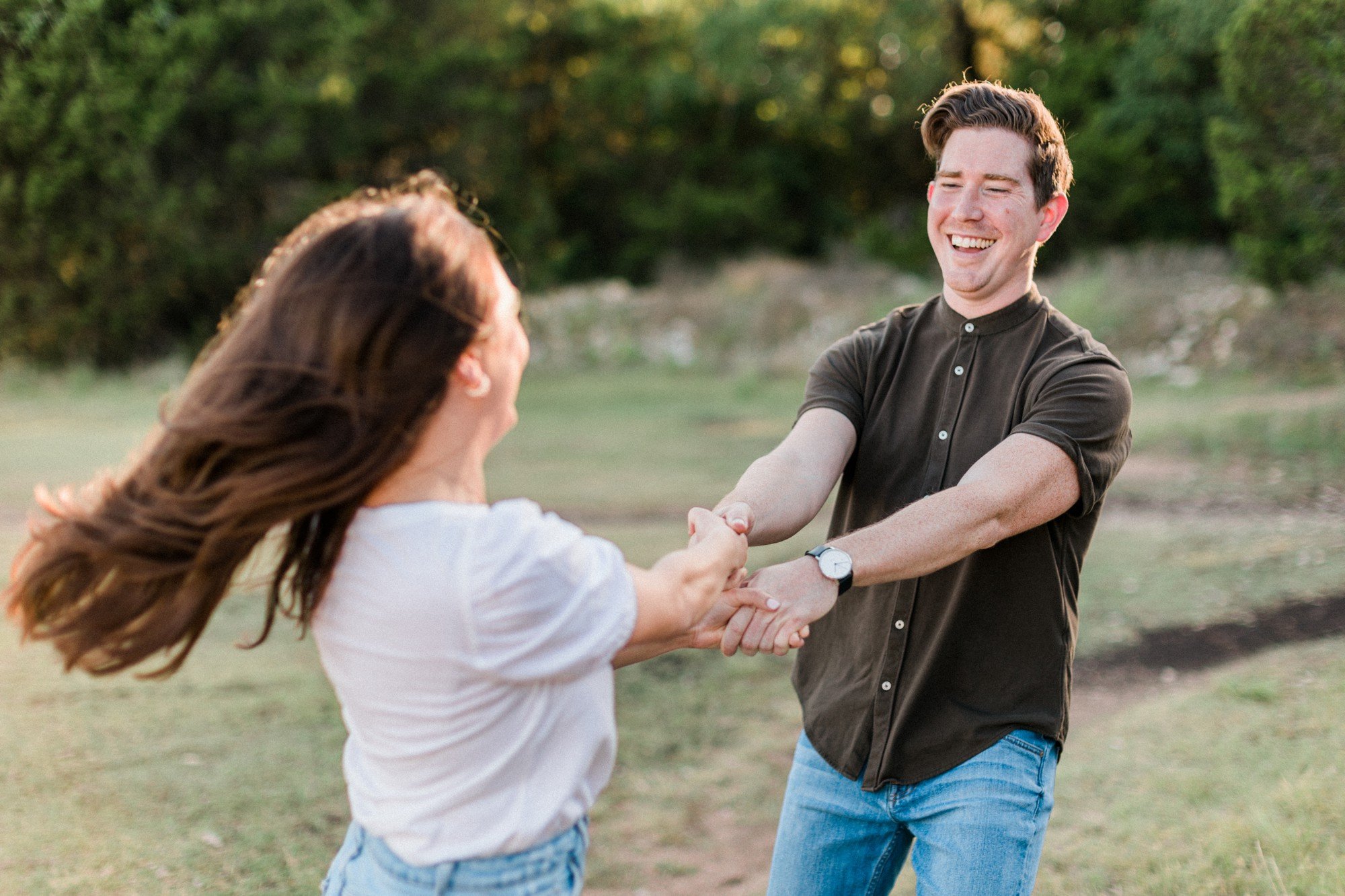 laughing engagement photos