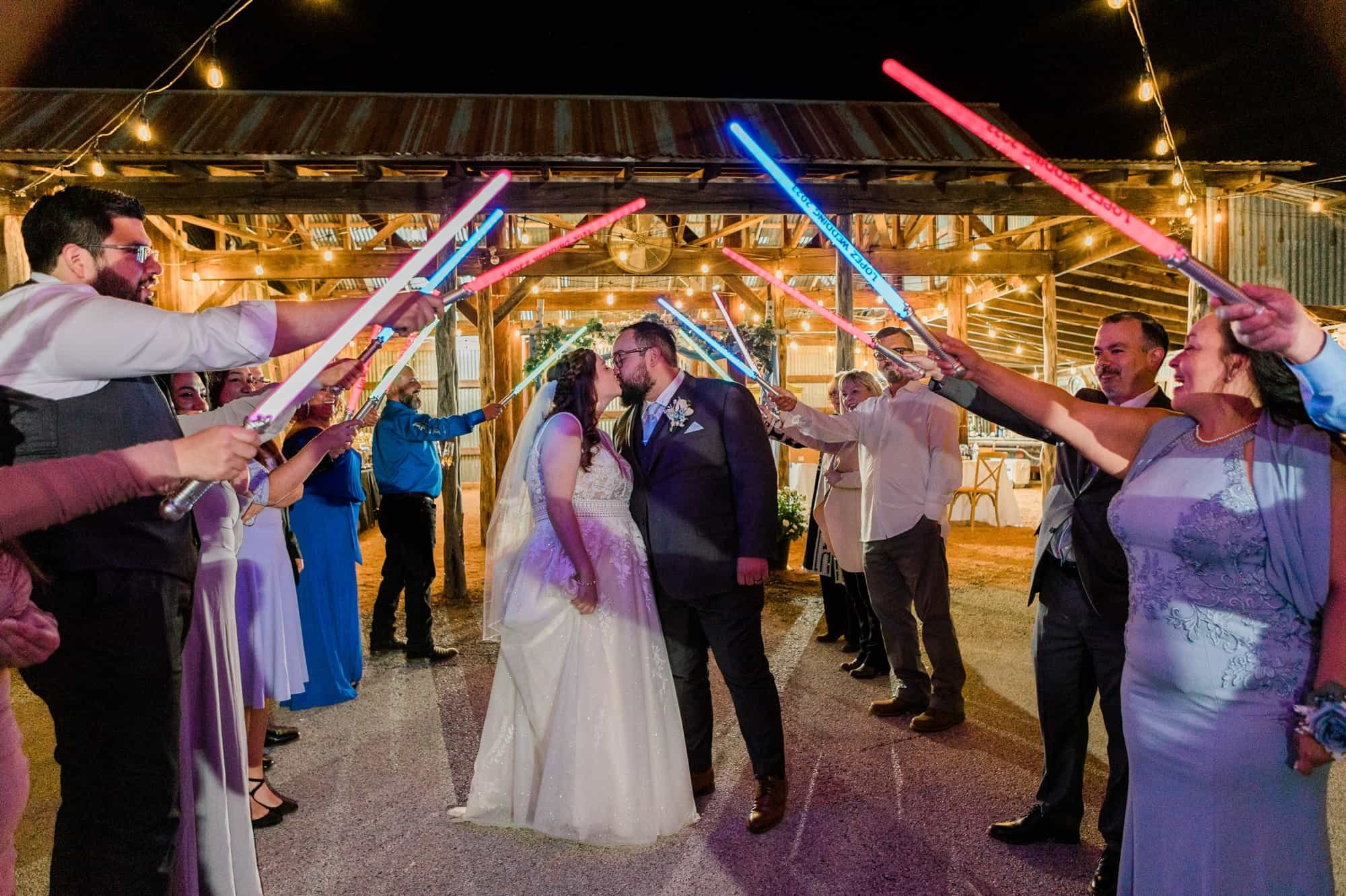 lightsaber wedding reception send off