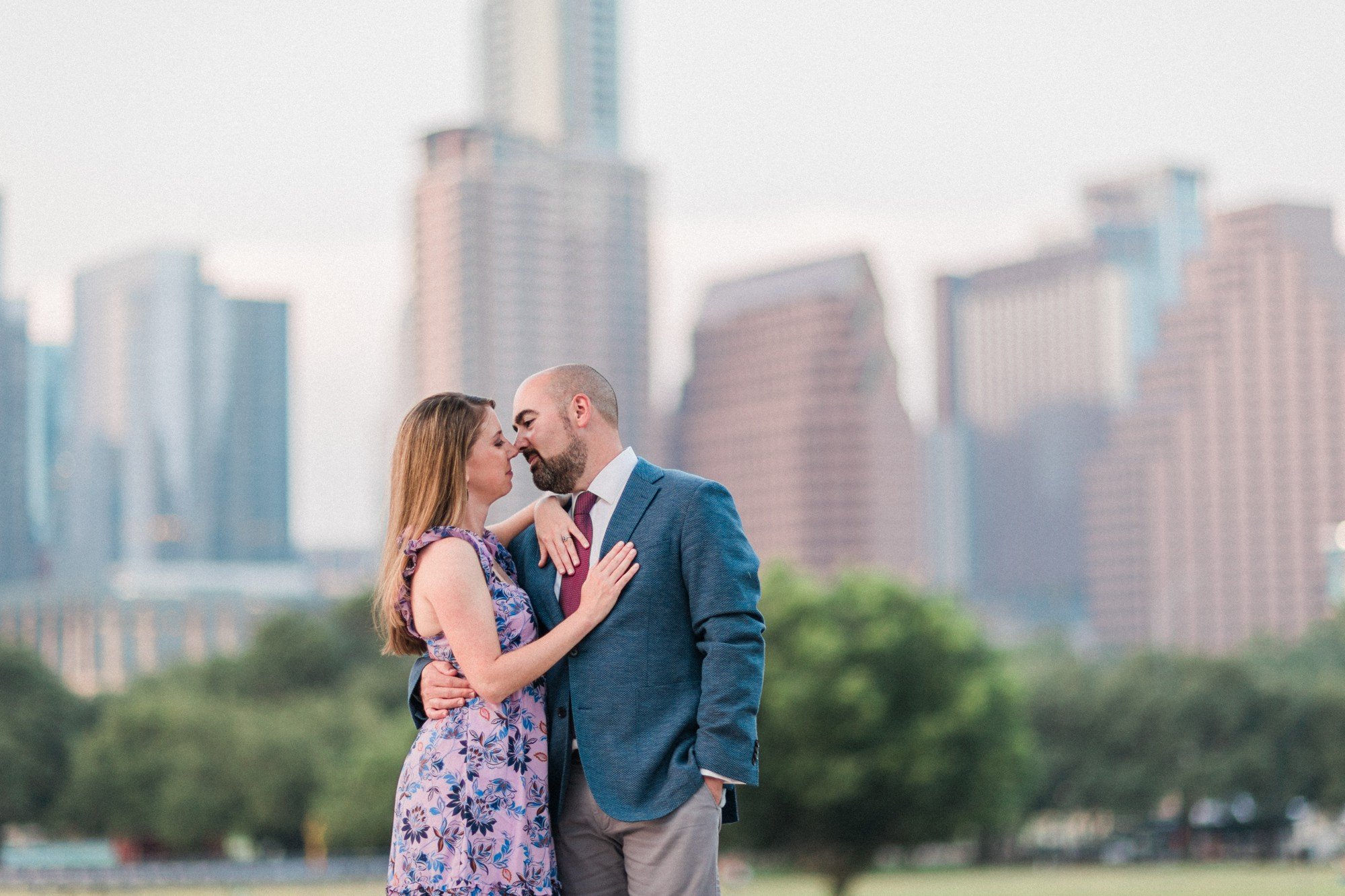 austin skyline engagement photo