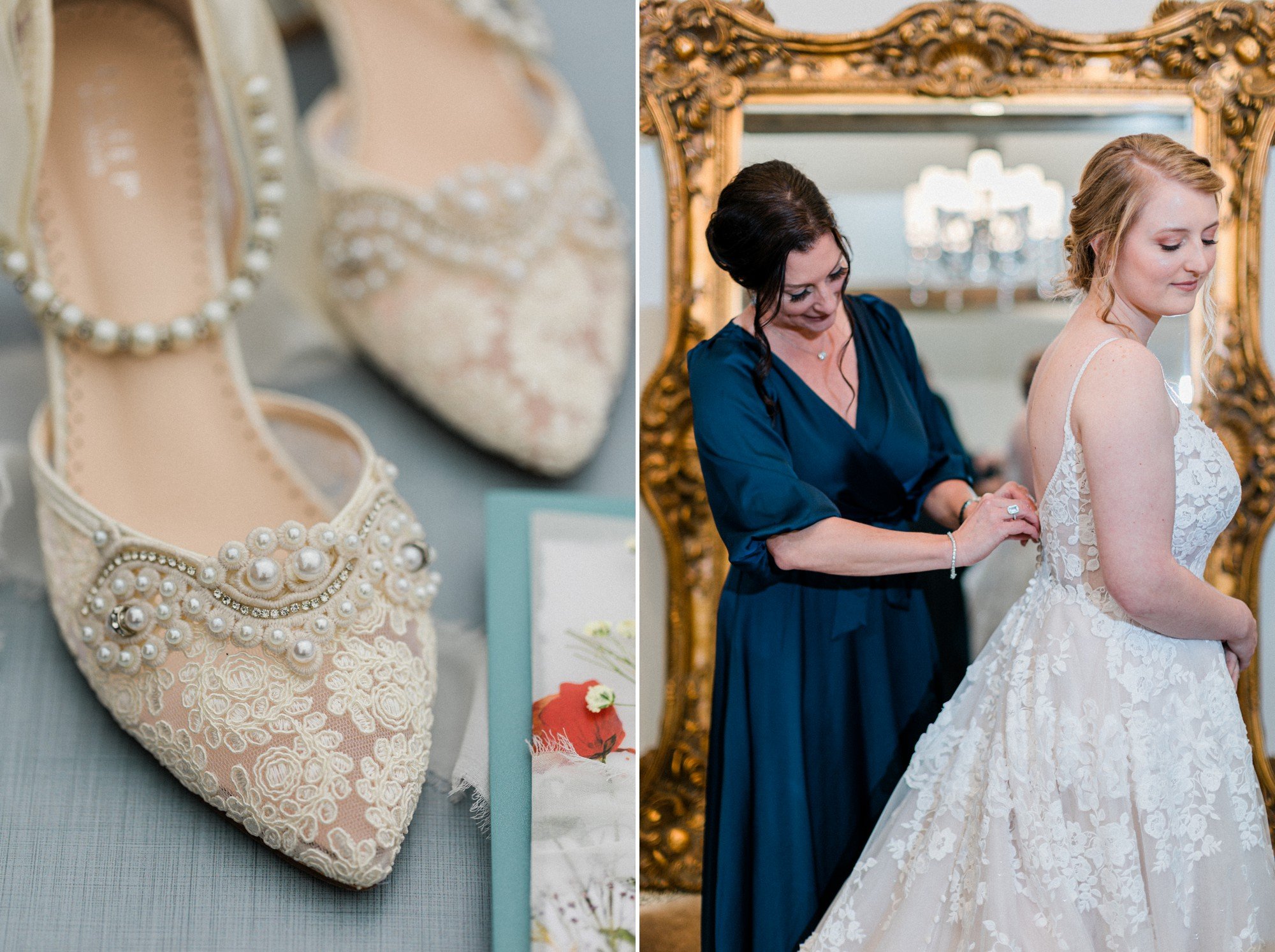lace and pearl wedding heels