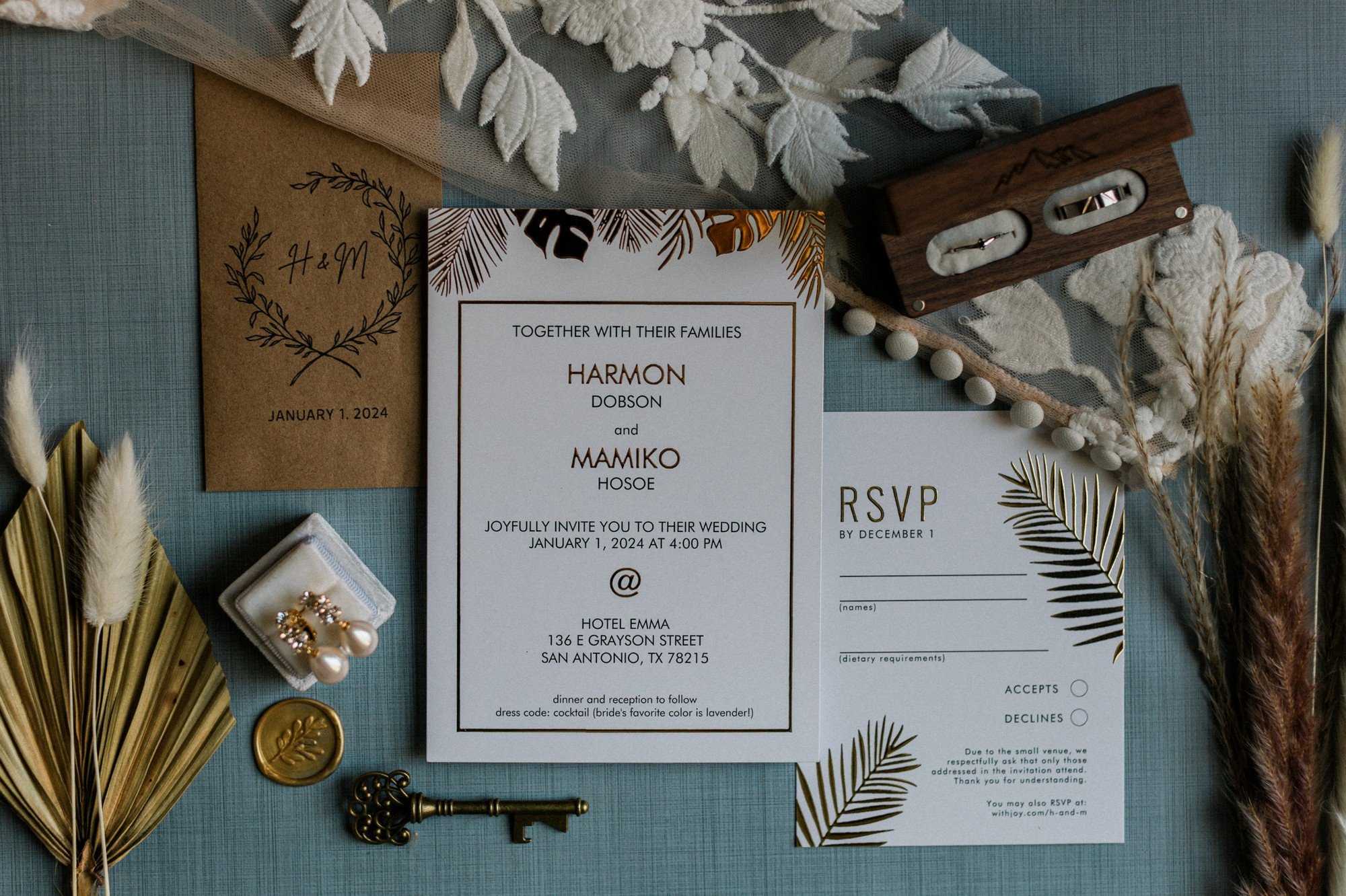 dried florals wedding invitation