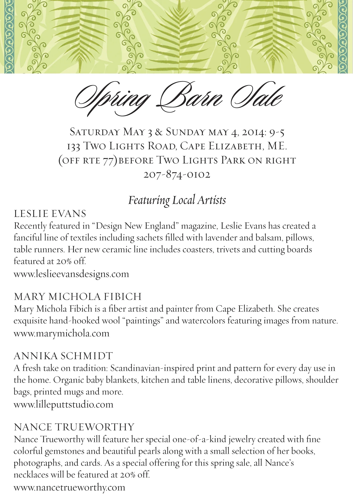 It's official! Mark your calendars, the Cape Elizabeth Barn Sale is happening again, May 3rd and 4th. Just in time for Mother's Day...