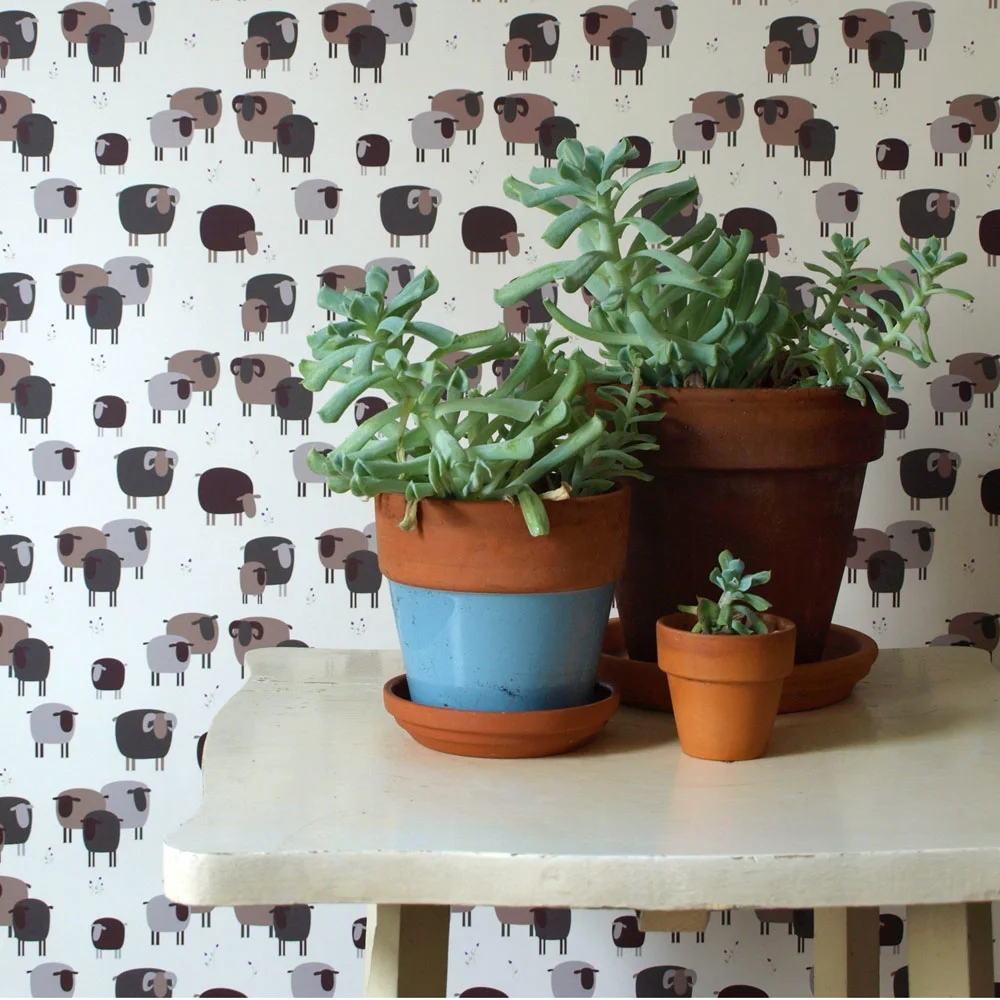 Brown Sheep Wallpaper, Purchase by the yard here