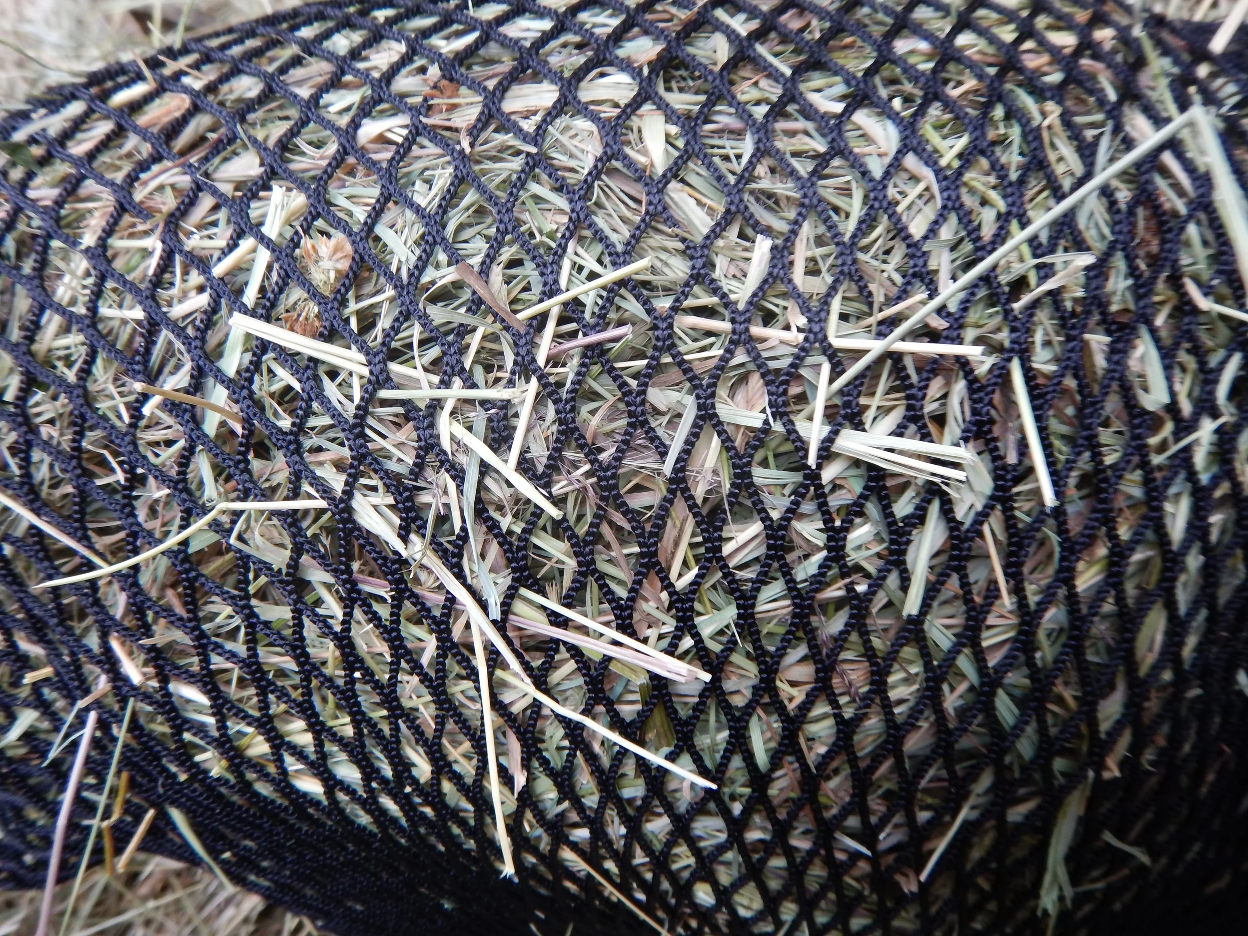 0.5" net with medium/coarse hay.