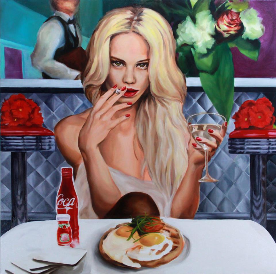 The Breakfast Queen of Belvedere    48x48” oil on canvas  