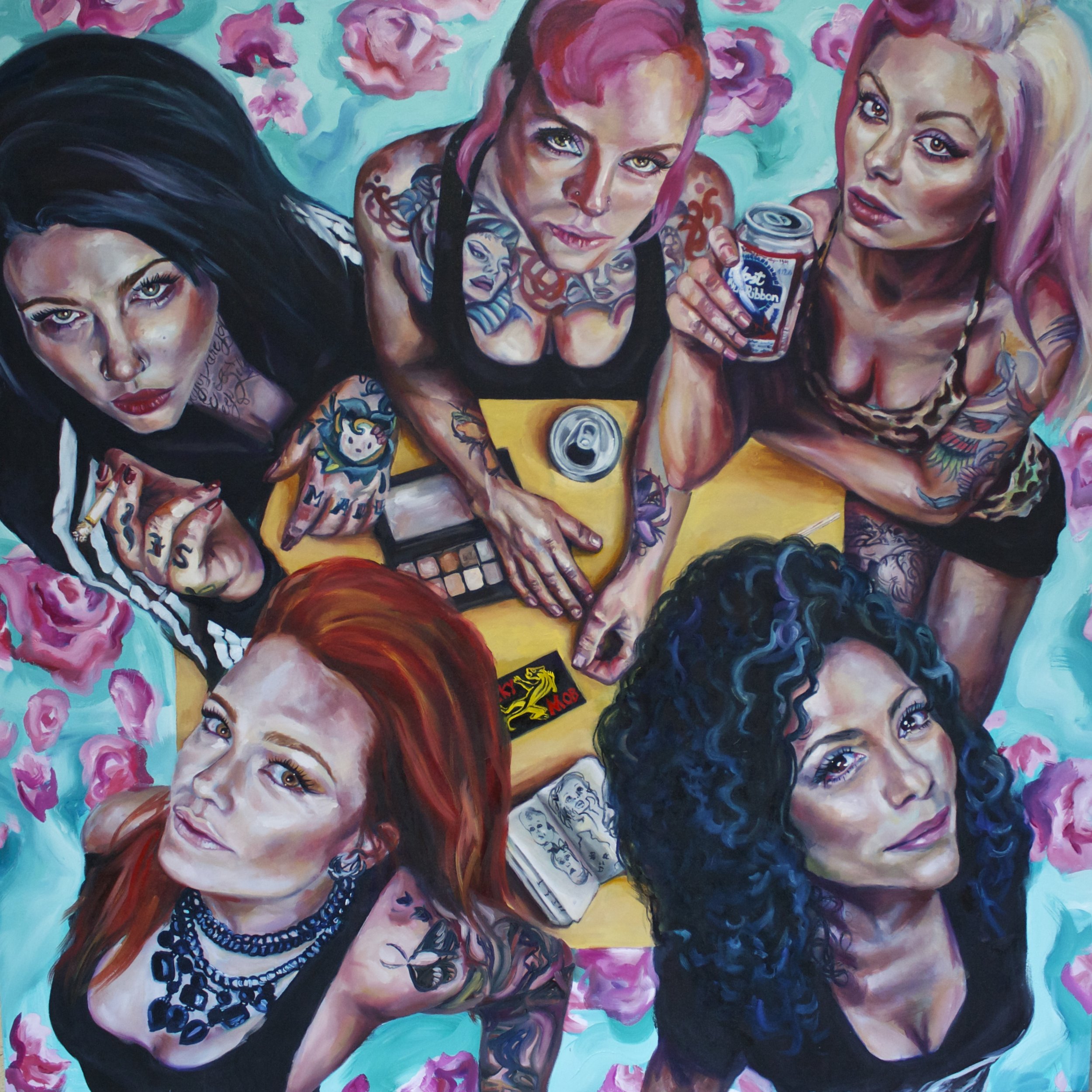  No crying at the afterparty   65x65” oil on canvas  