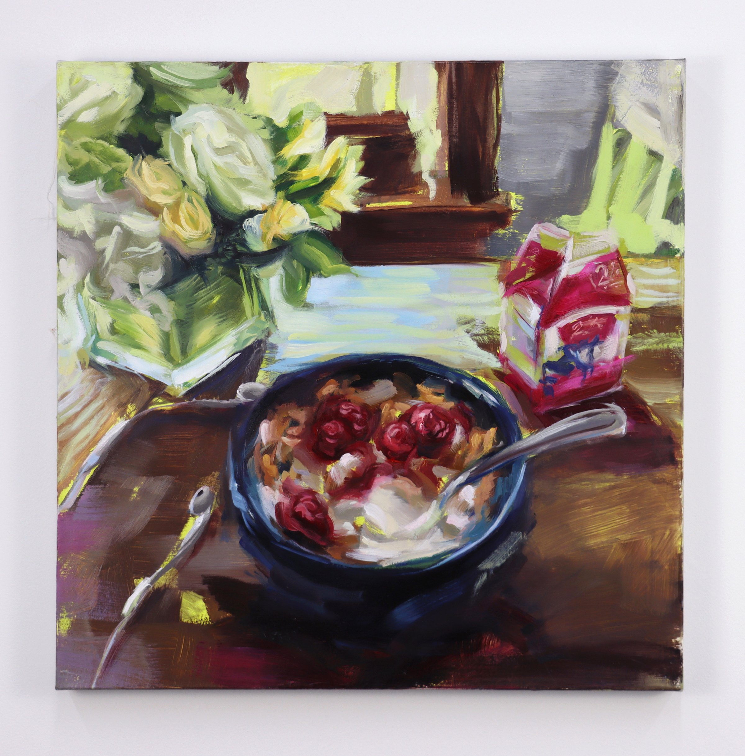  Grief Blossoms and Granola  2021  24 x 24 in.  Oil on canvas 