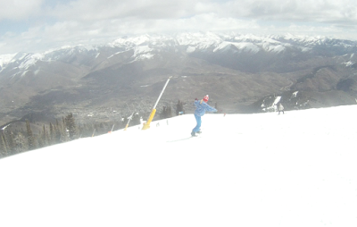 melissa on the lean on the 137 on the top of Baldy (Sun Valley