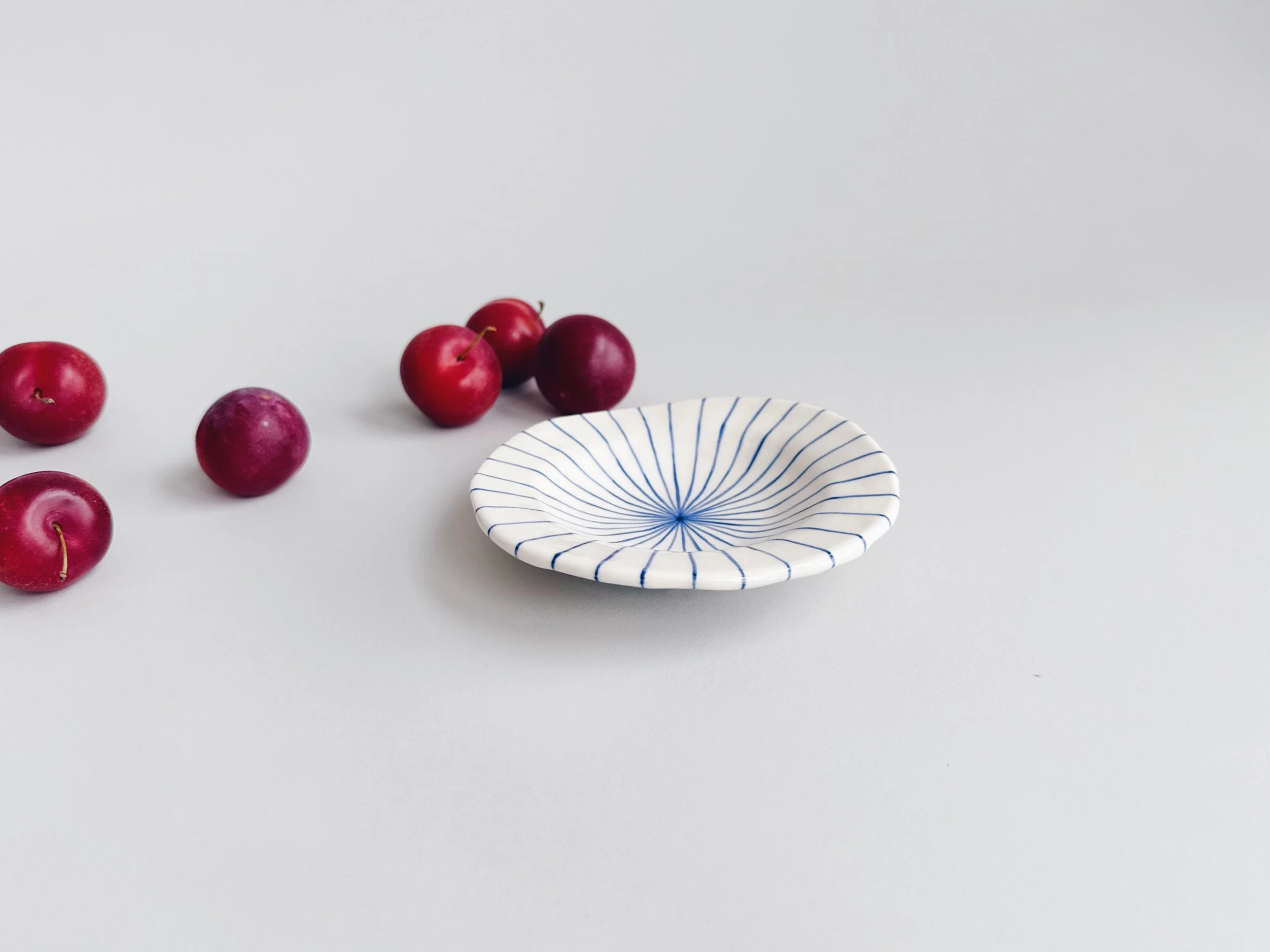 Blue and white, handmade ceramic bowl.