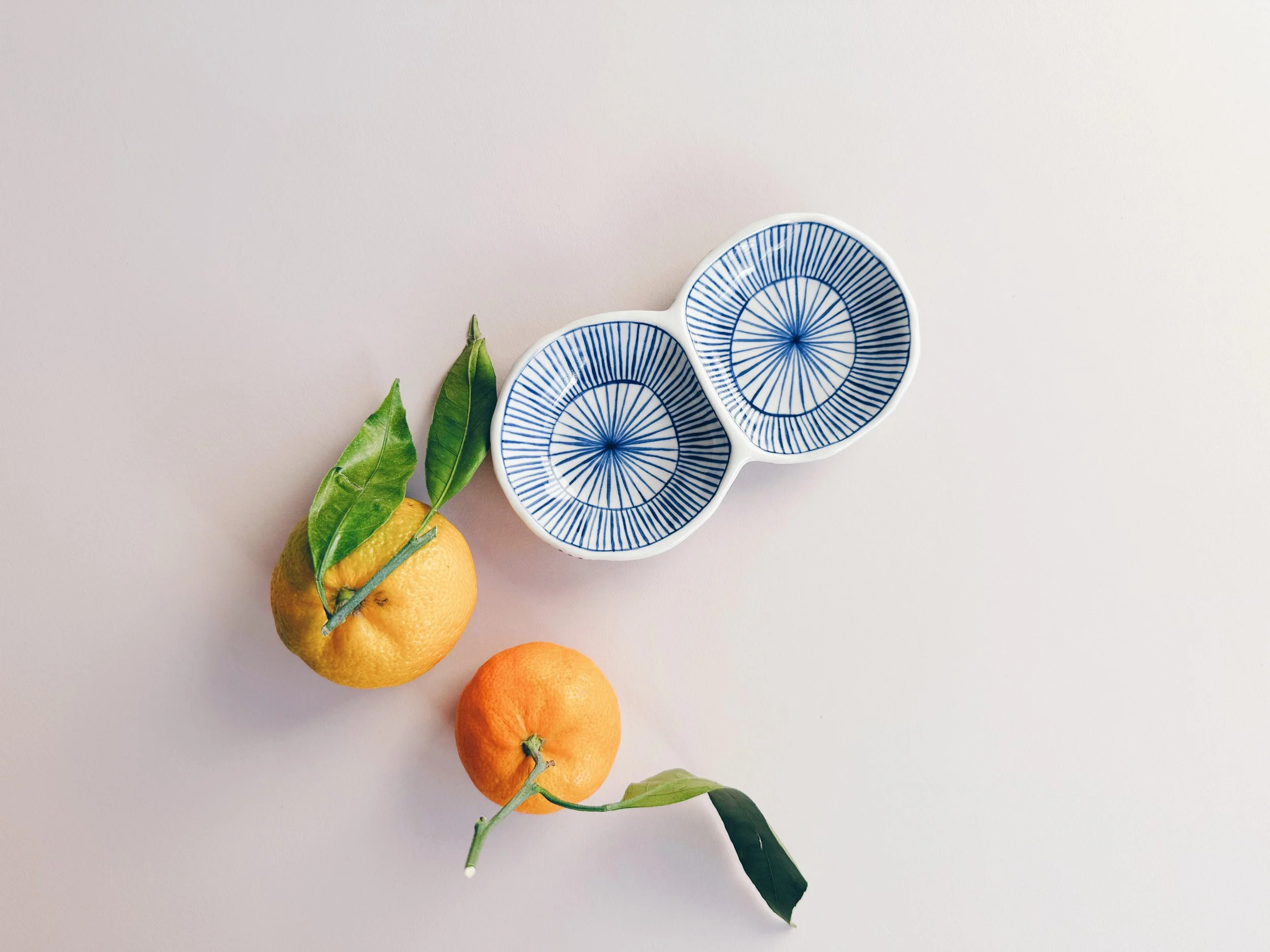 Blue and white, handmade ceramic bowl.