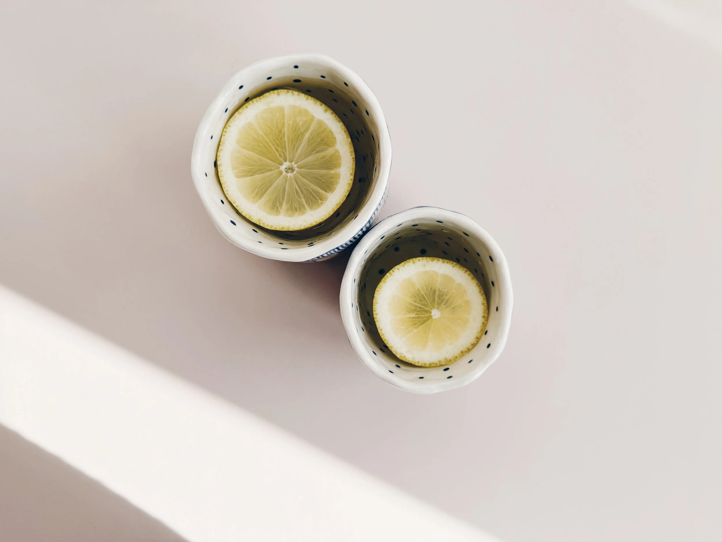 Blue and white, handmade ceramic cup.