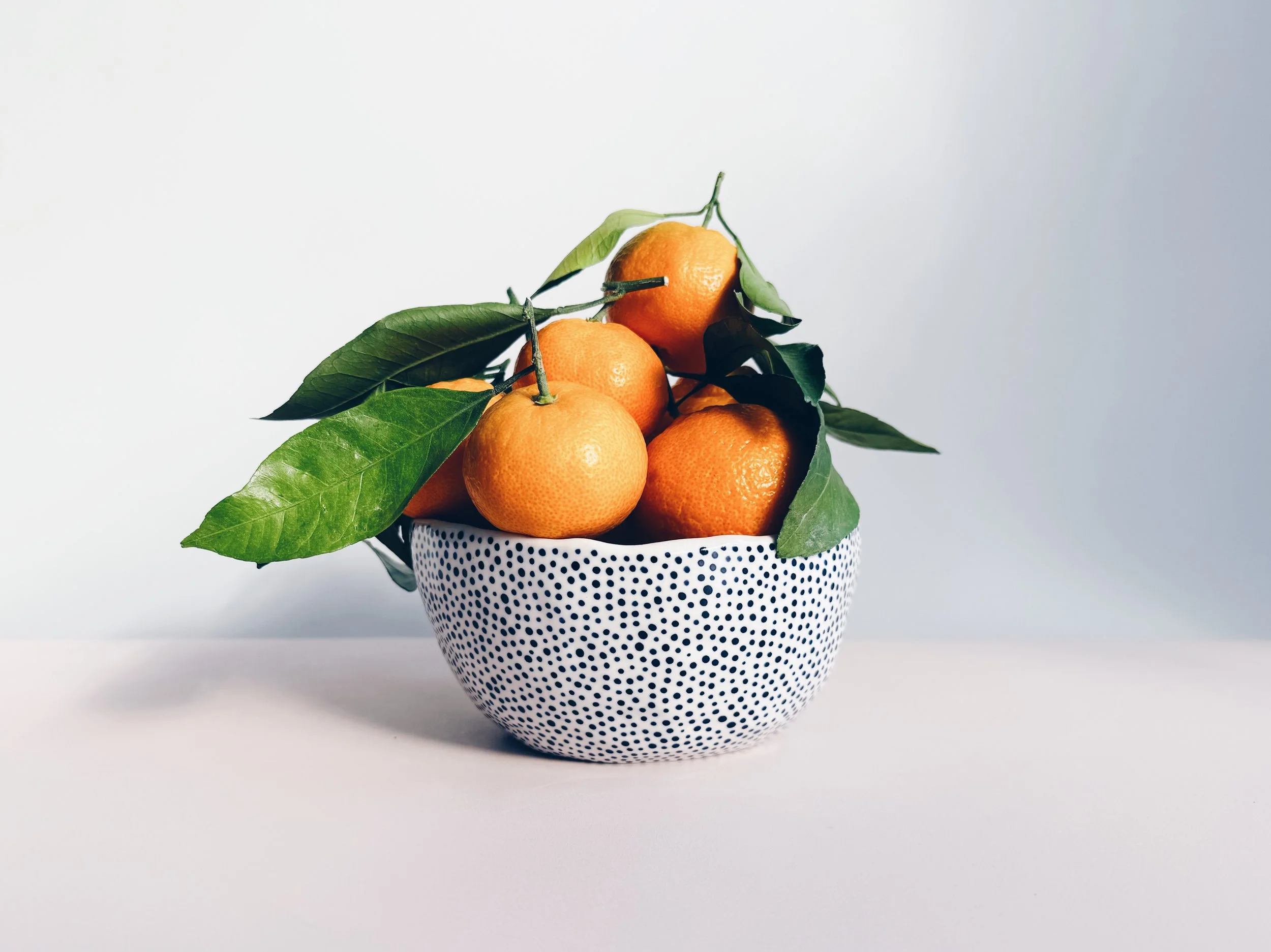Blue and white, handmade ceramic bowl.