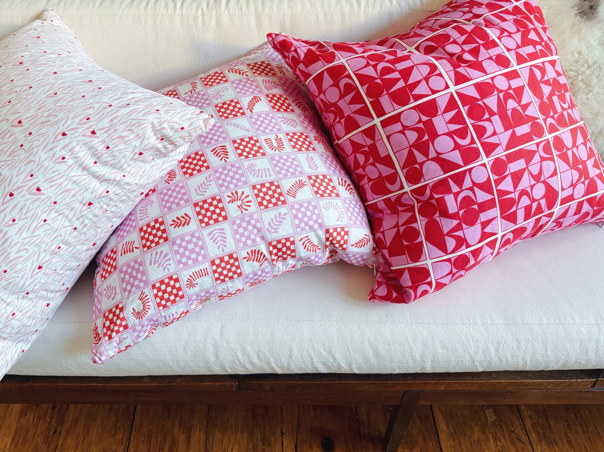 Linen and cotton throw pillow in geometric design