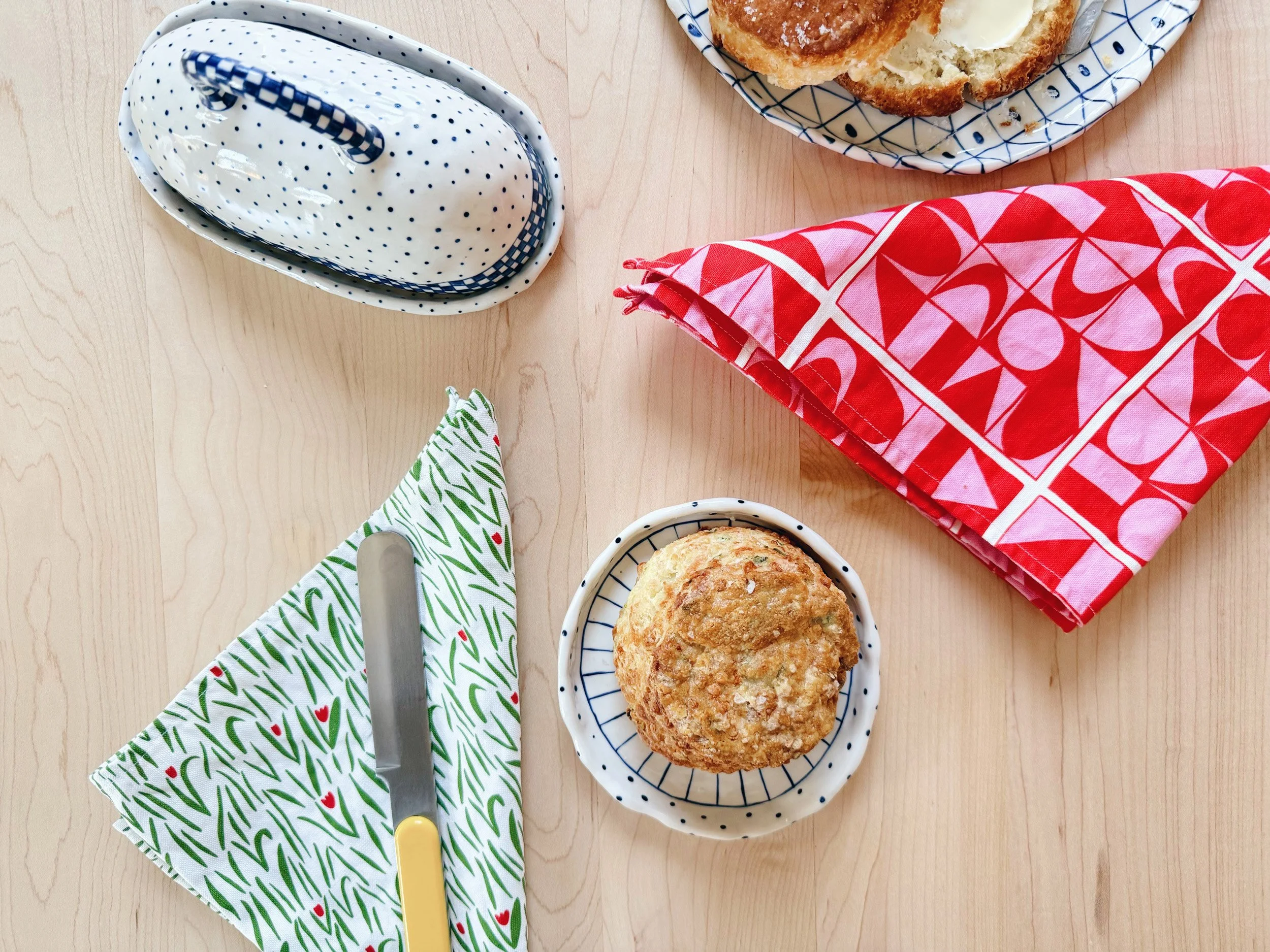 Cloth napkins in a floral design