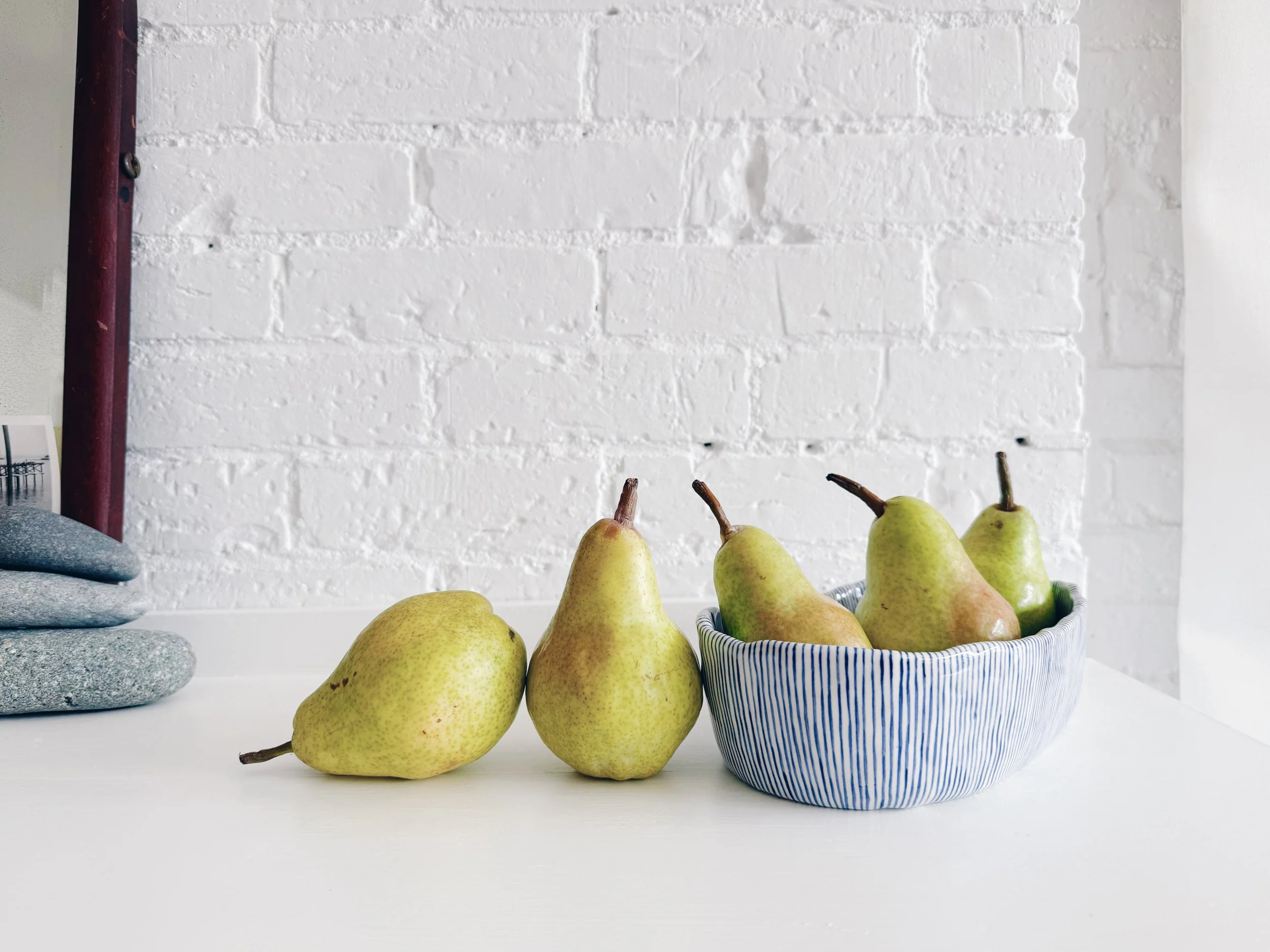 Blue and white, handmade ceramic dish.
