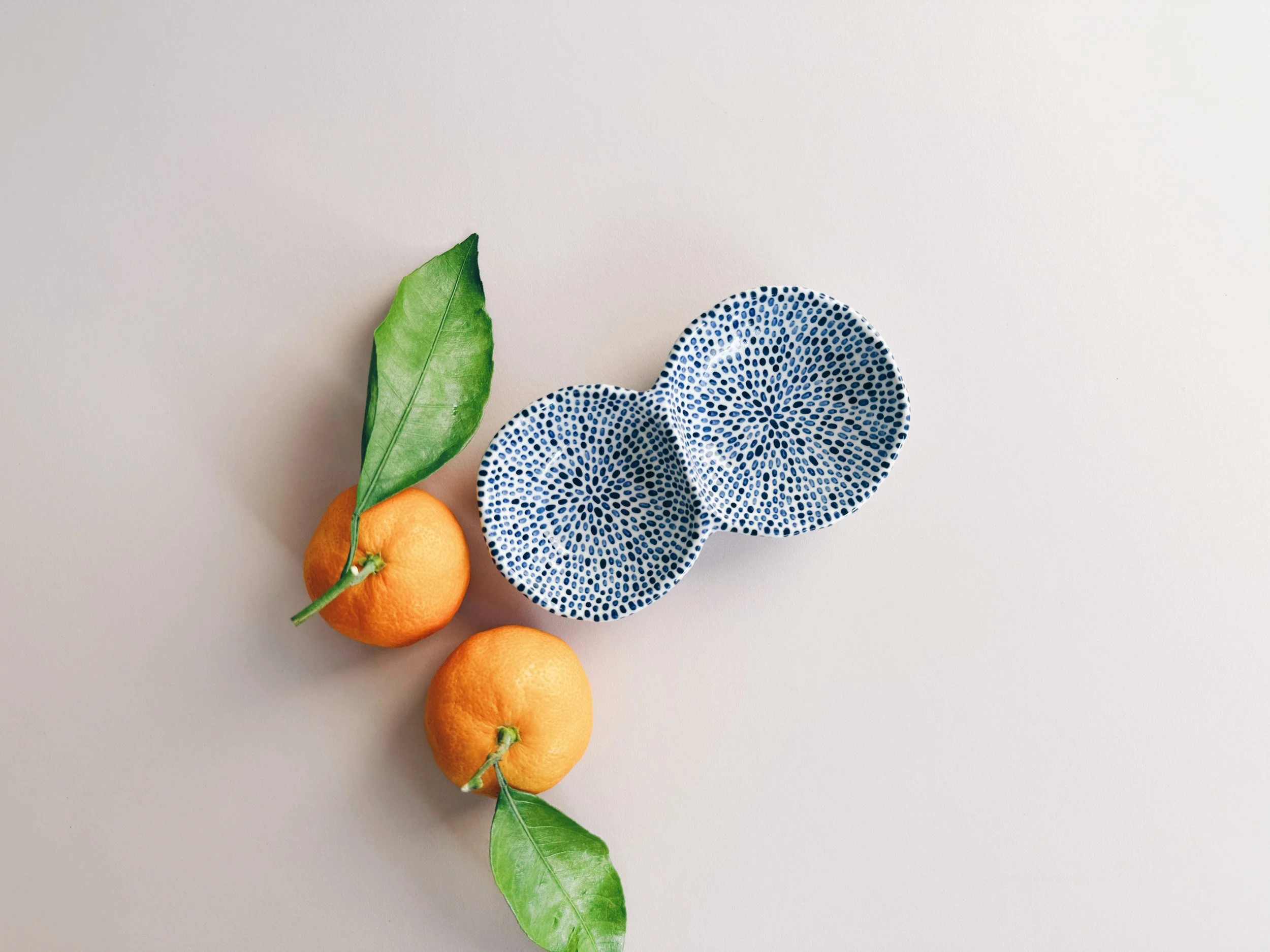 Blue and white, handmade ceramic bowl.