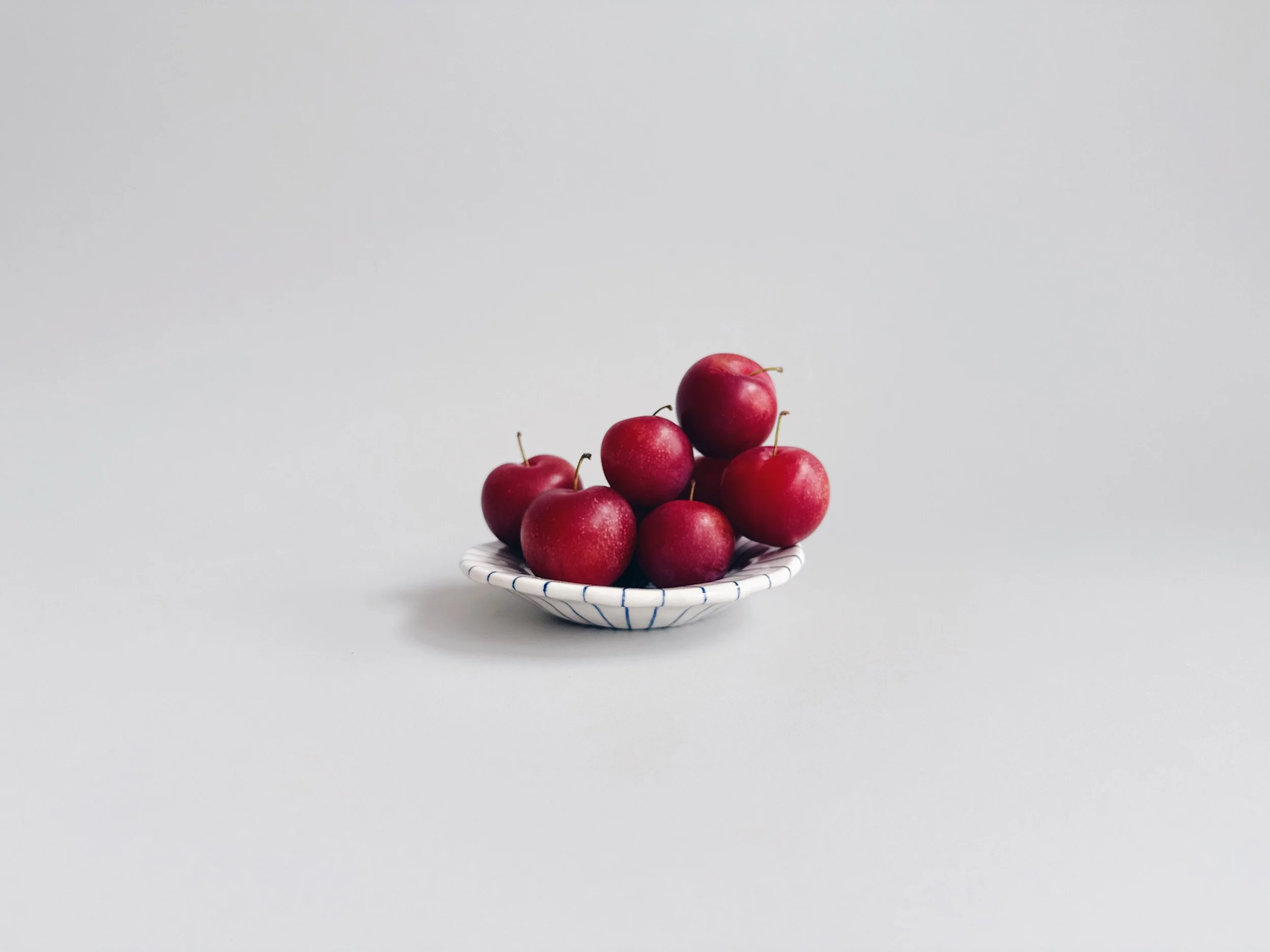 Blue and white, handmade ceramic bowl.