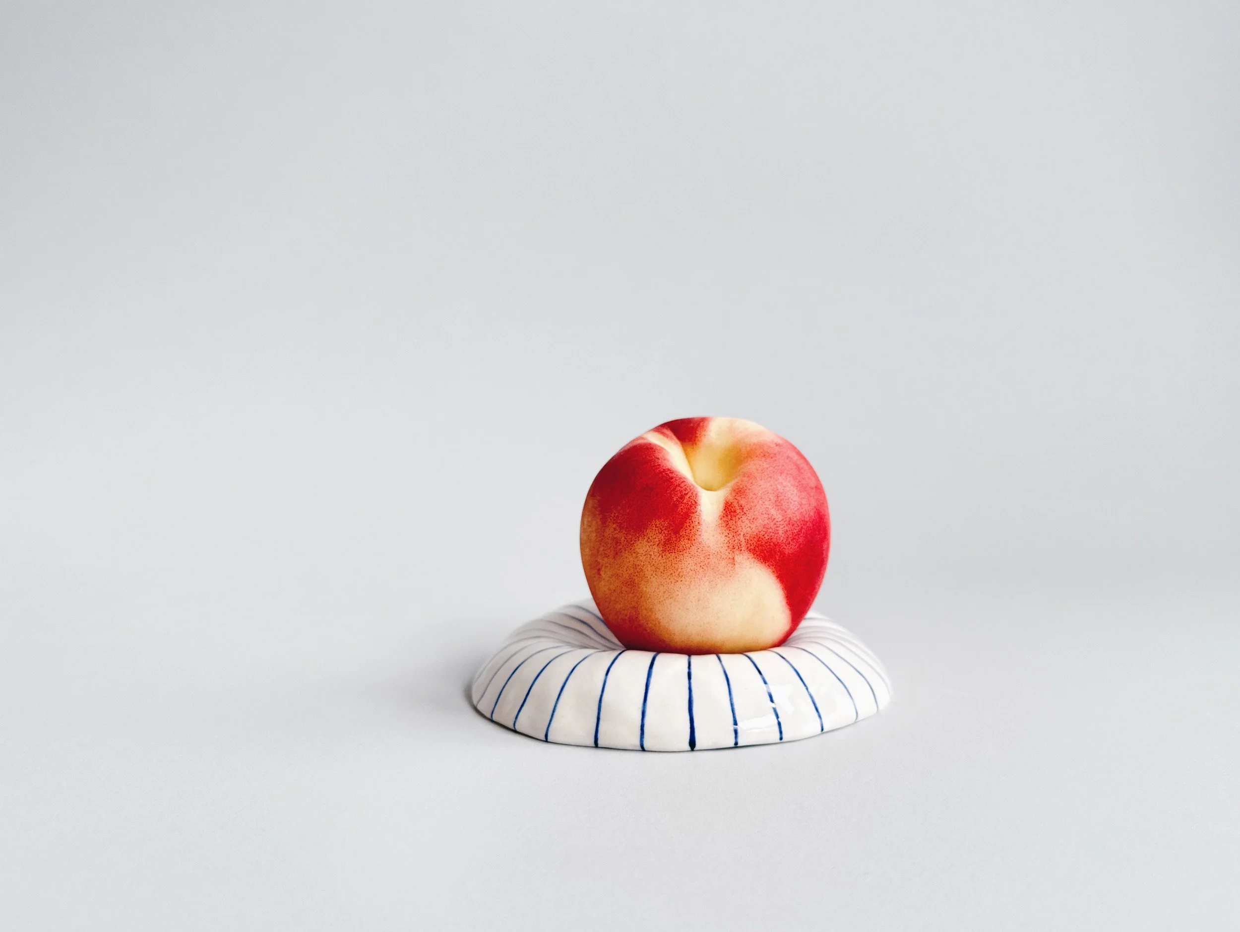 Blue and white, handmade ceramic dish.