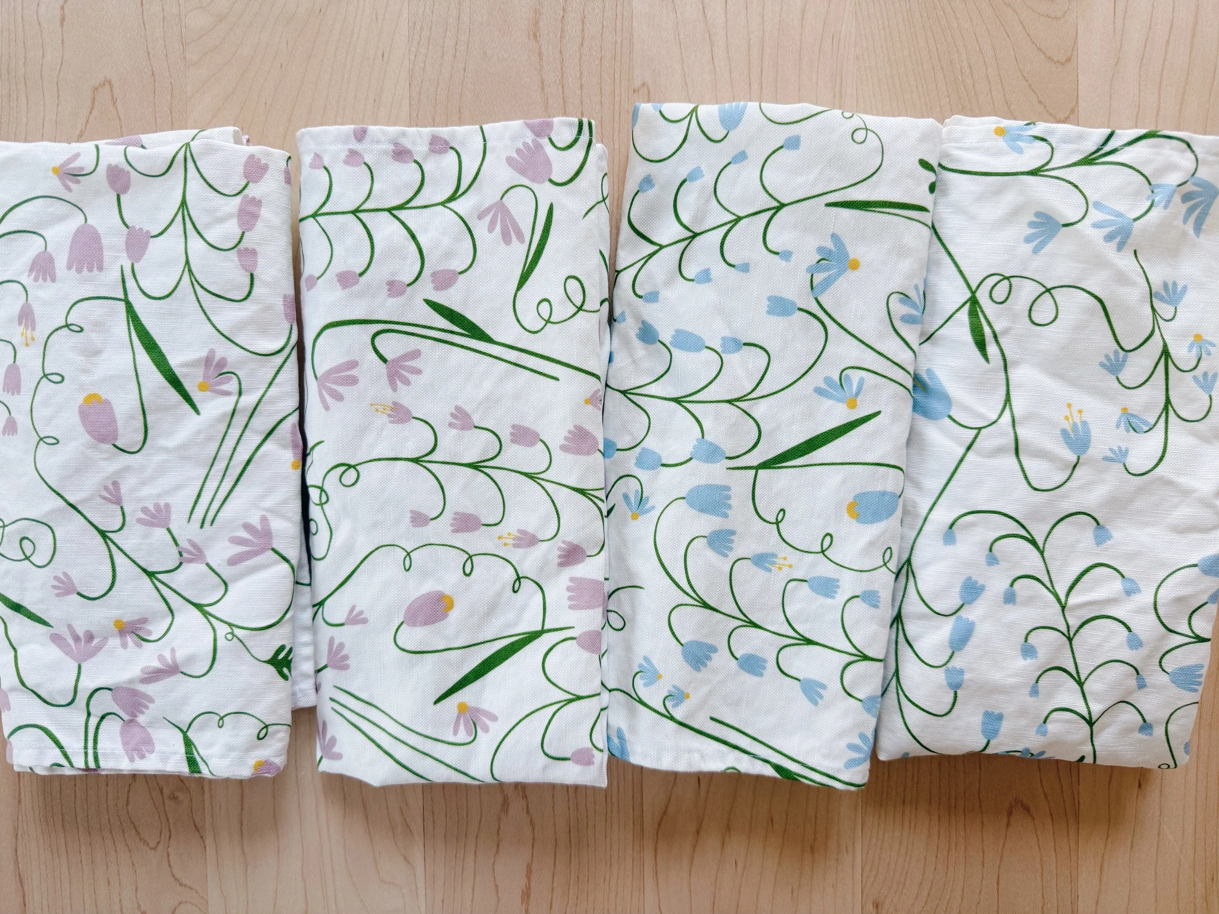 Cloth napkins in a floral design
