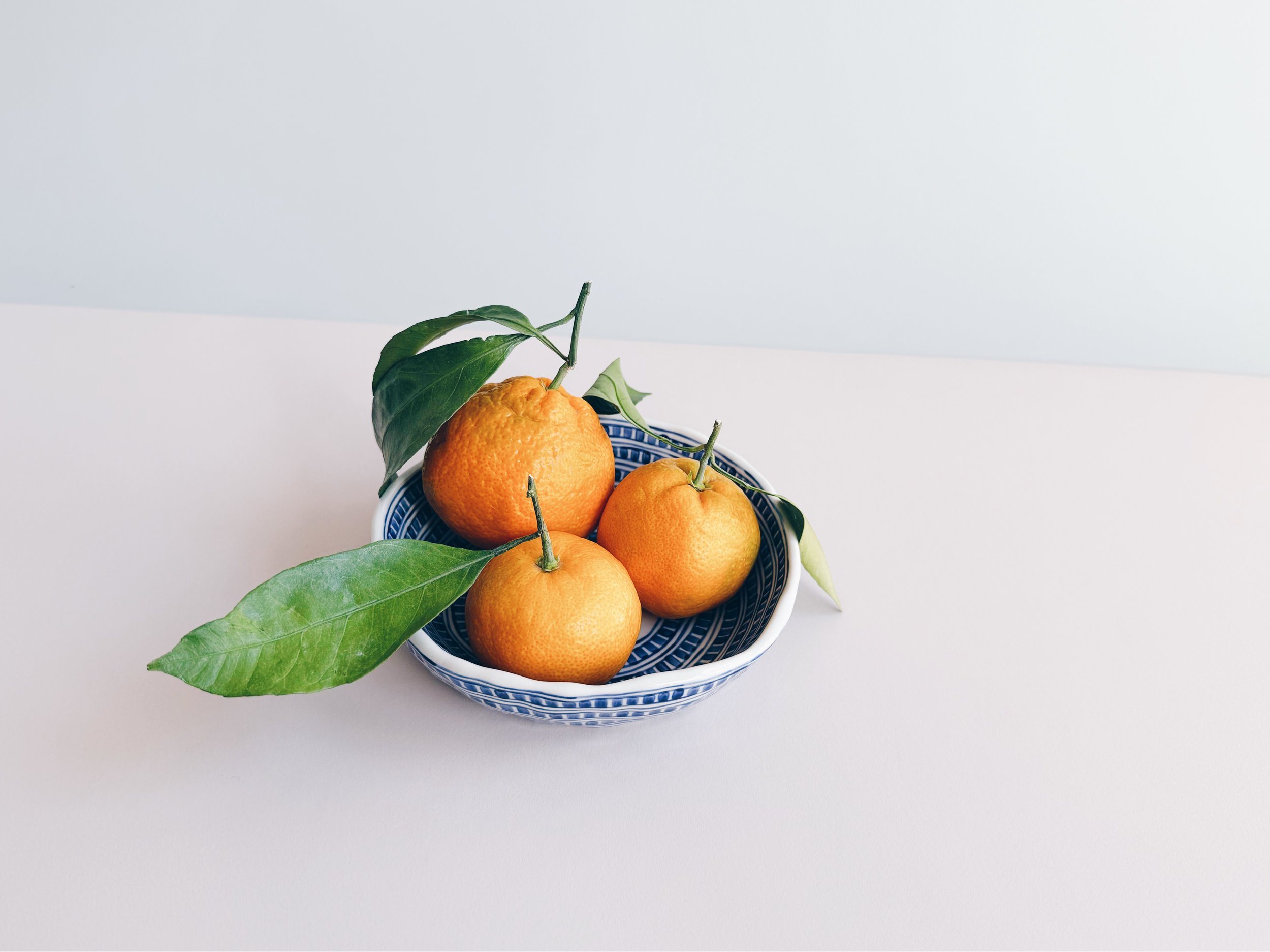 Blue and white, handmade ceramic bowl.