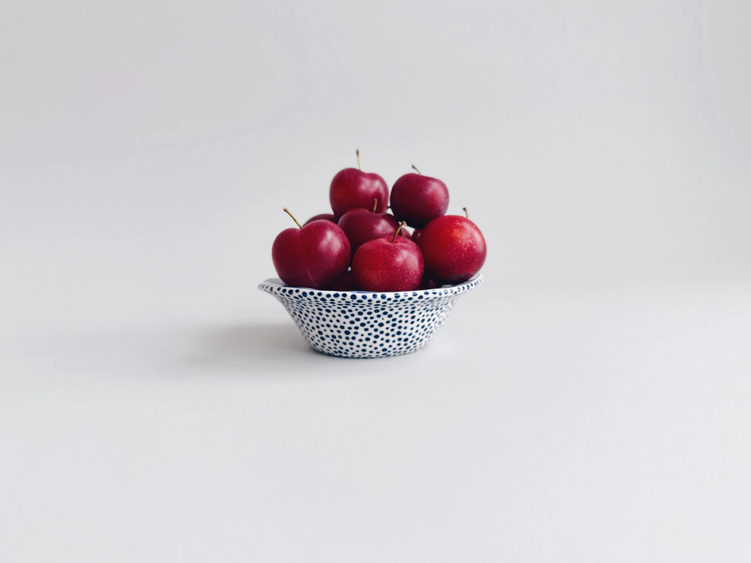 Blue and white, handmade ceramic bowl.