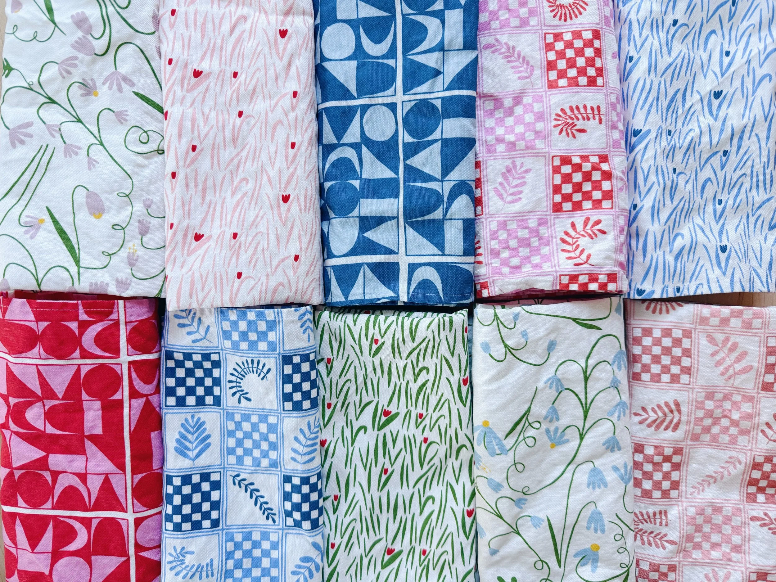 Cloth napkins in colorful designs