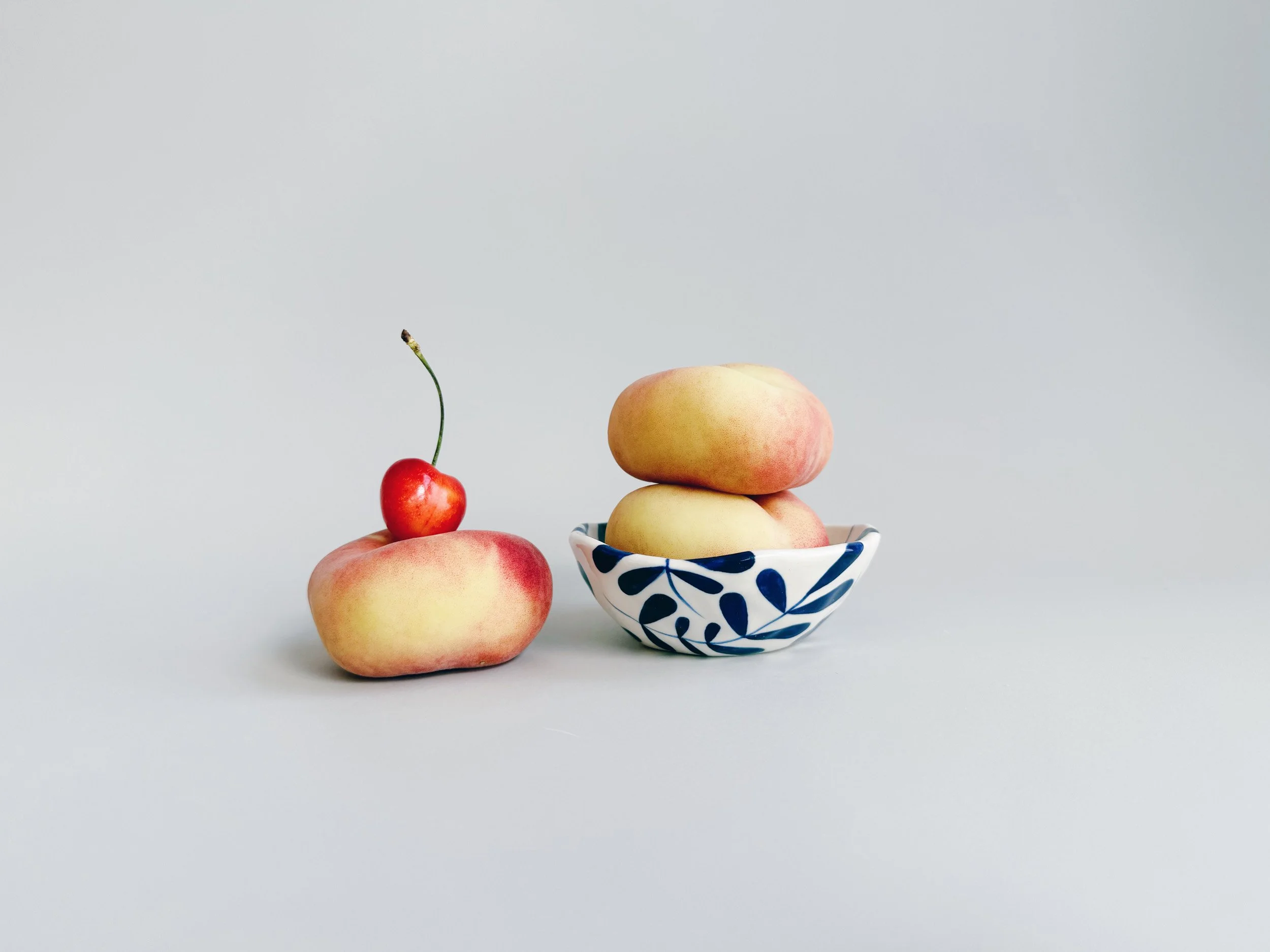 Blue and white, handmade ceramic bowl.