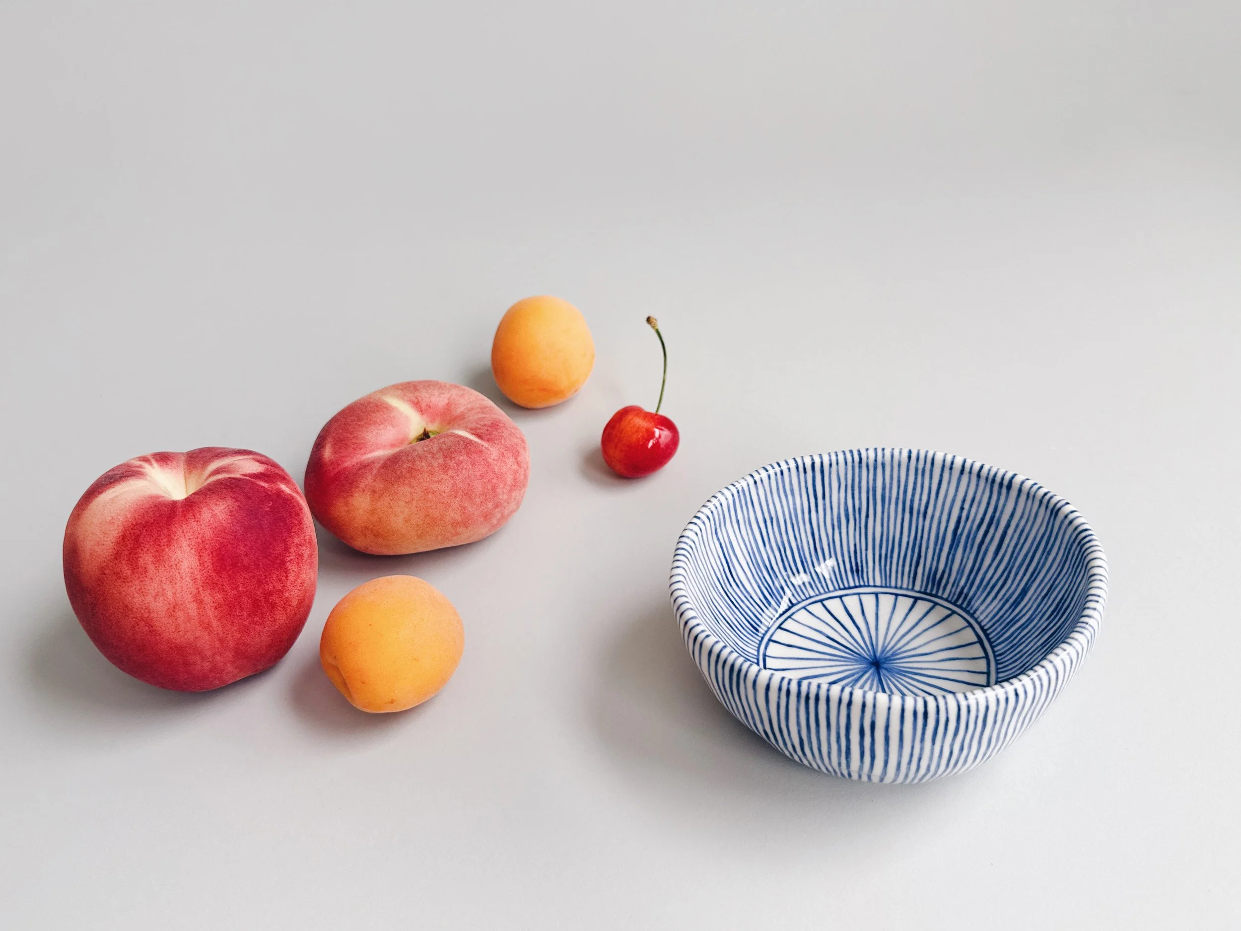 Blue and white, handmade ceramic bowl.