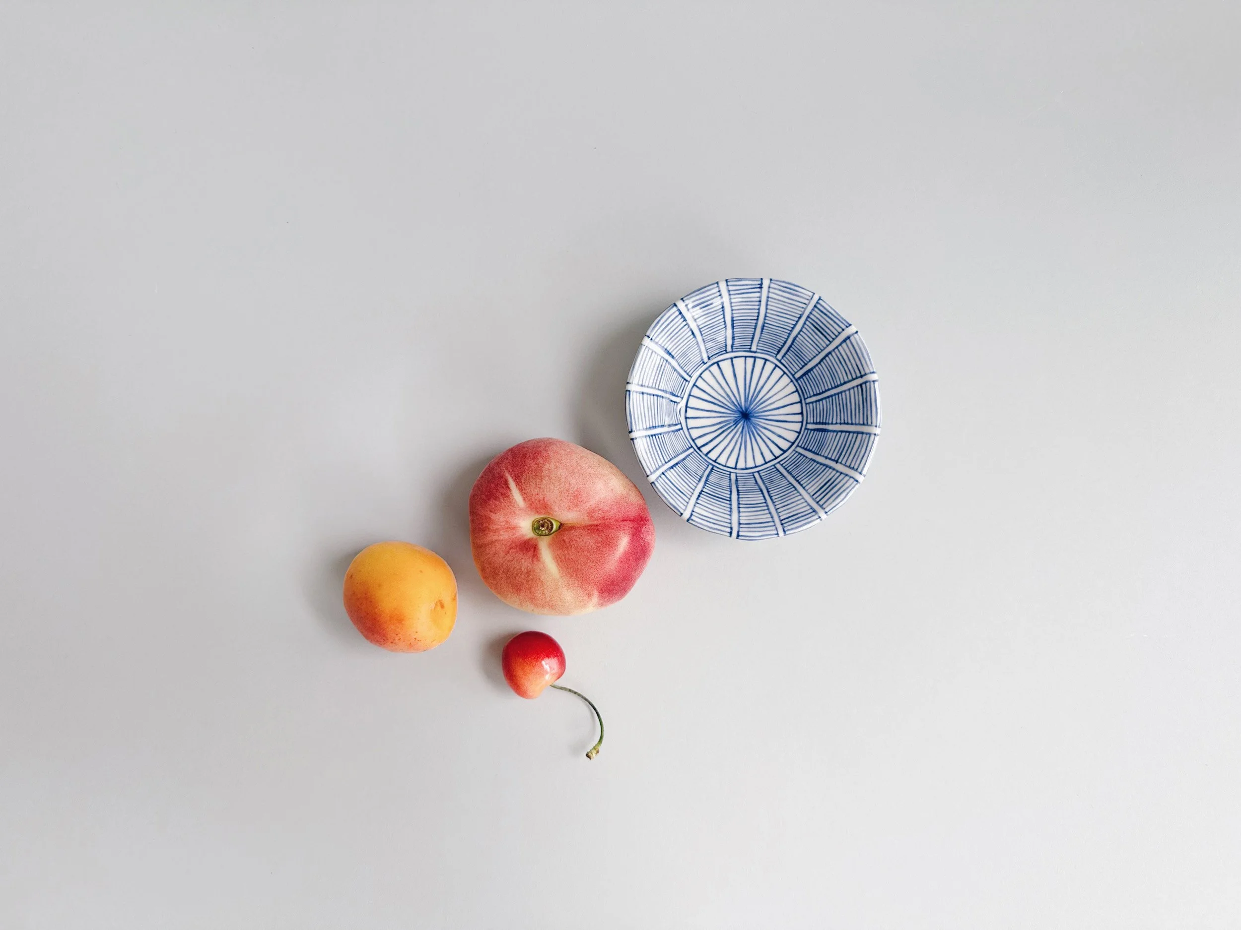 Blue and white, handmade ceramic bowl.