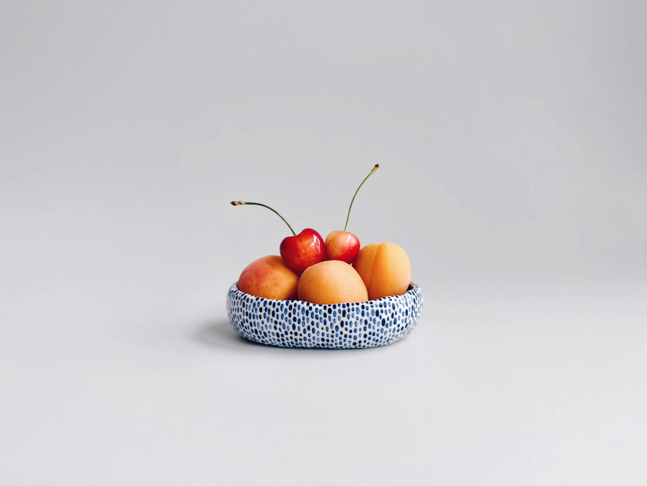 Blue and white, handmade ceramic dish.