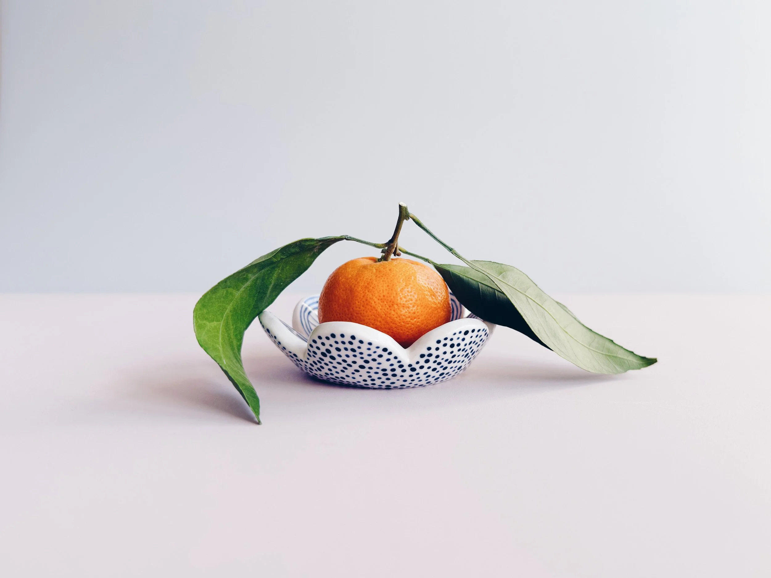 Blue and white, handmade ceramic dish.