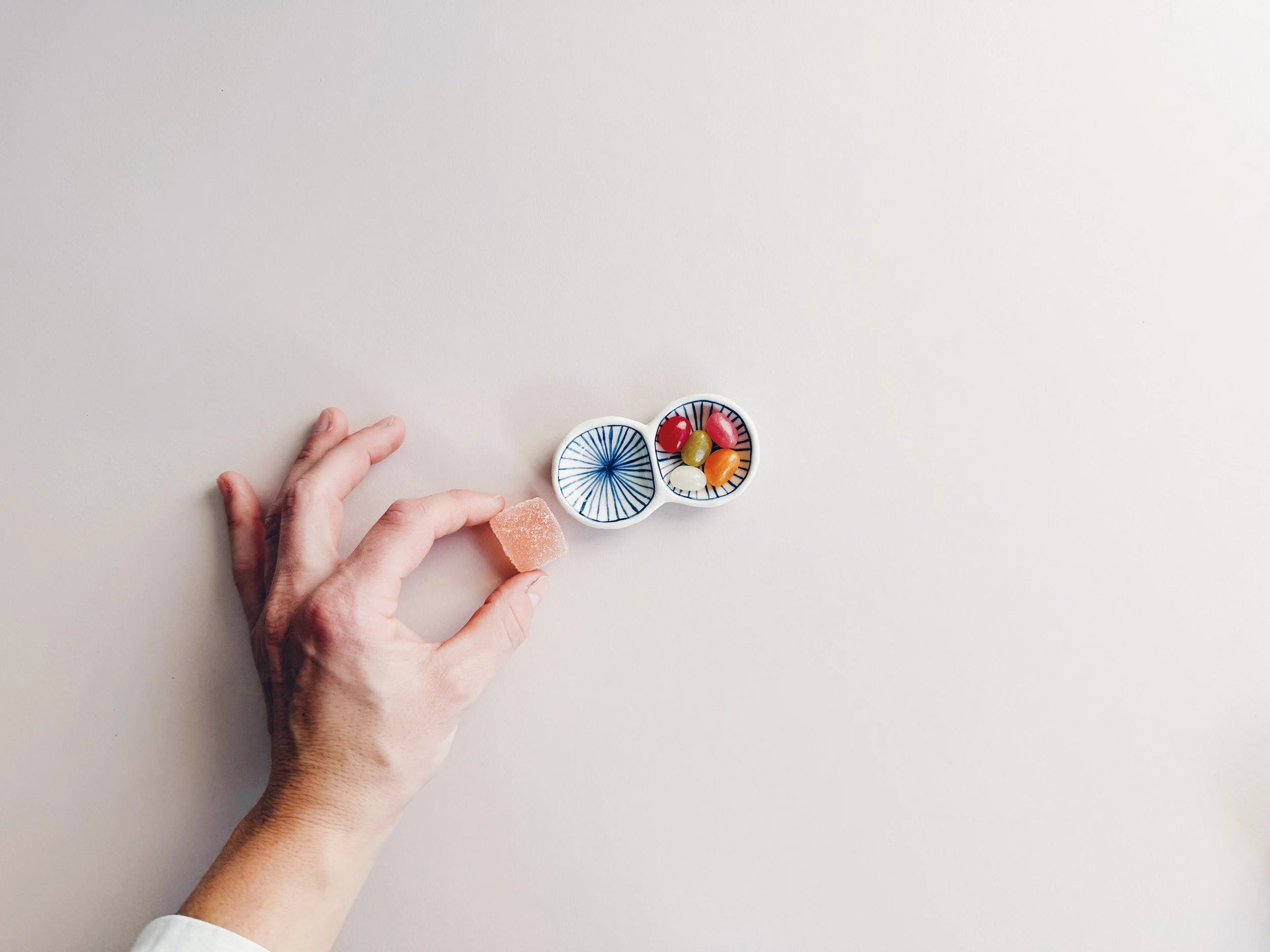 Blue and white, handmade ceramic bowl.