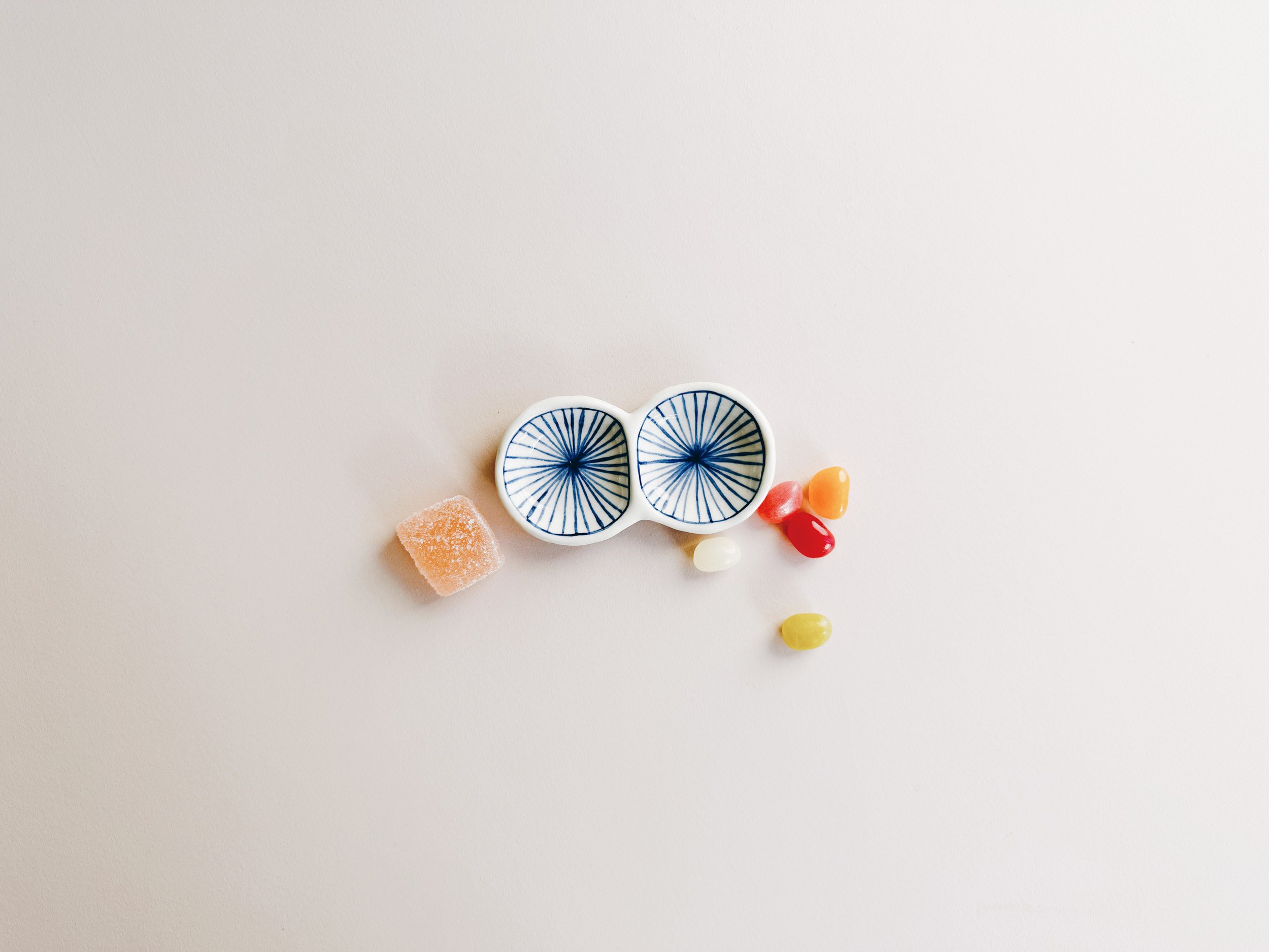 Blue and white, handmade ceramic bowl.
