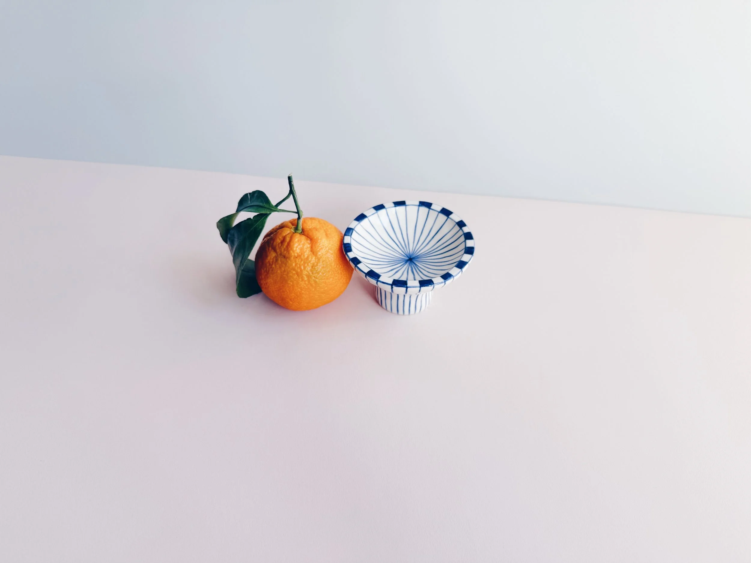 Blue and white, handmade ceramic bowl.