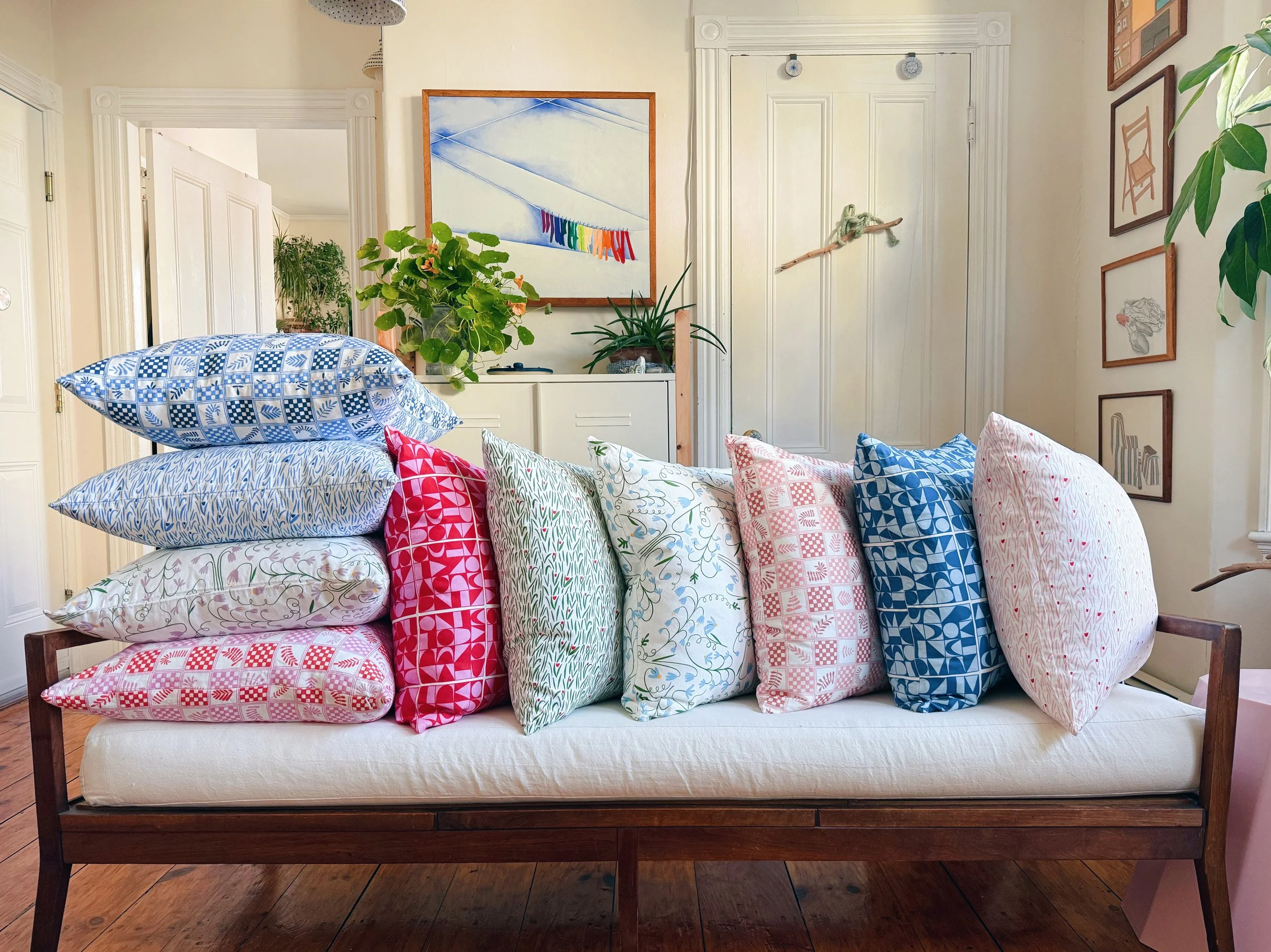 Linen and cotton throw pillows