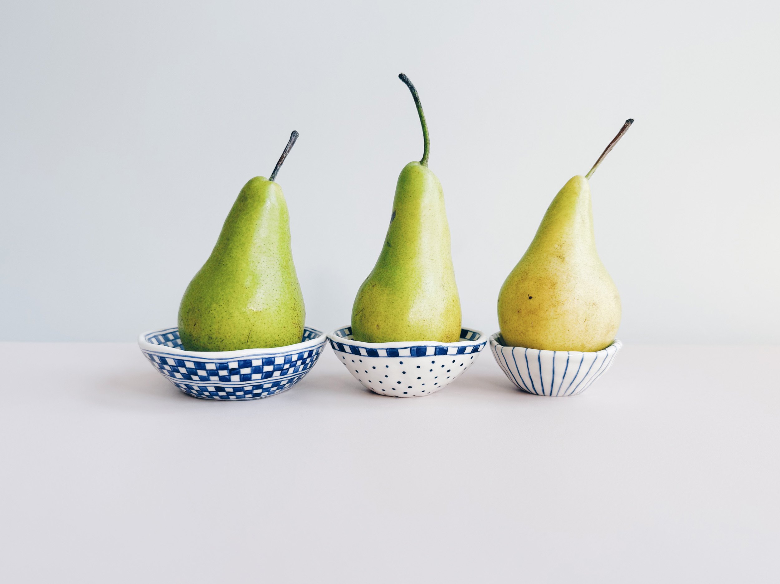 Blue and white, handmade ceramic bowl.