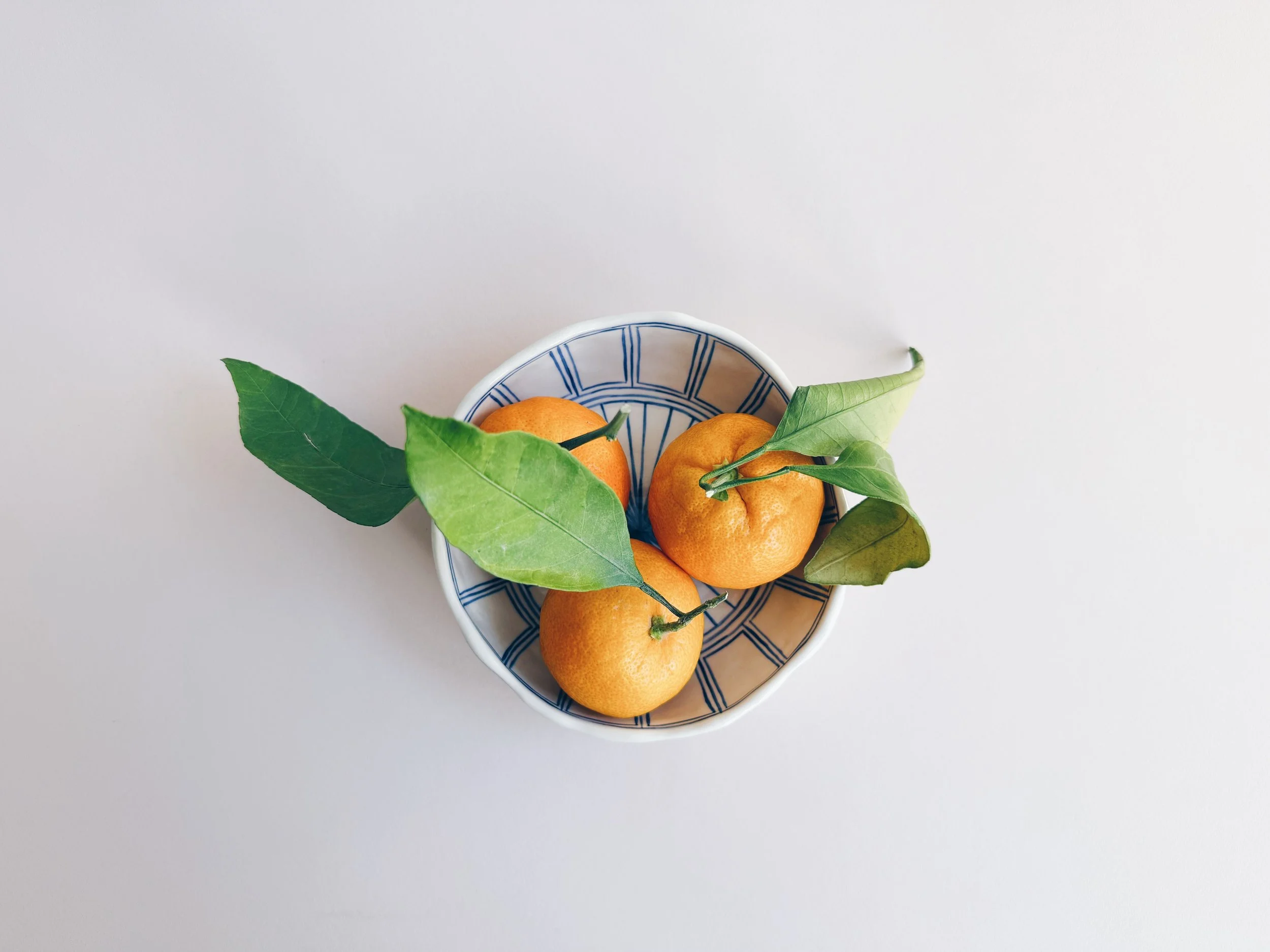 Blue and white, handmade ceramic bowl.