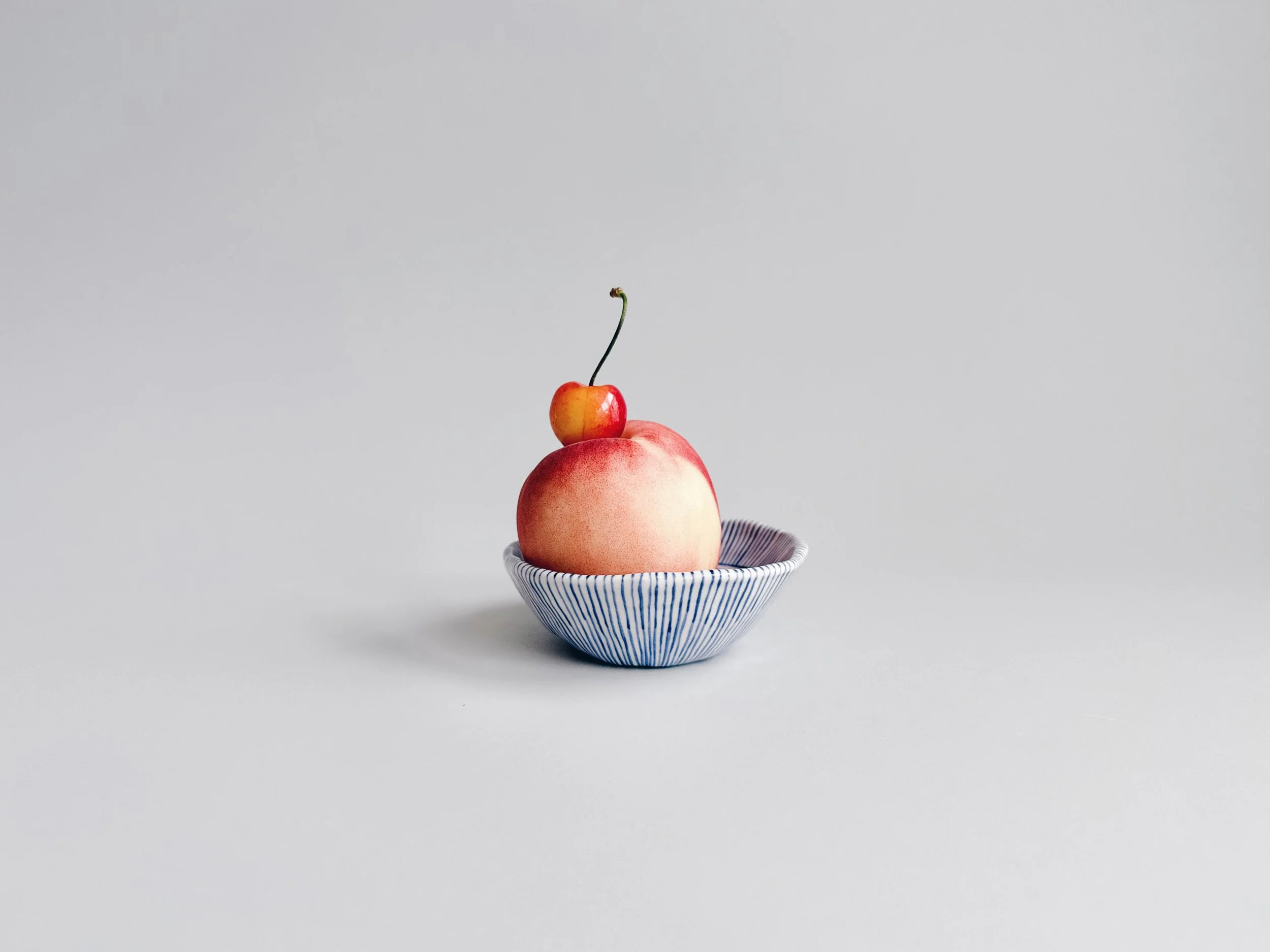 Blue and white, handmade ceramic bowl.