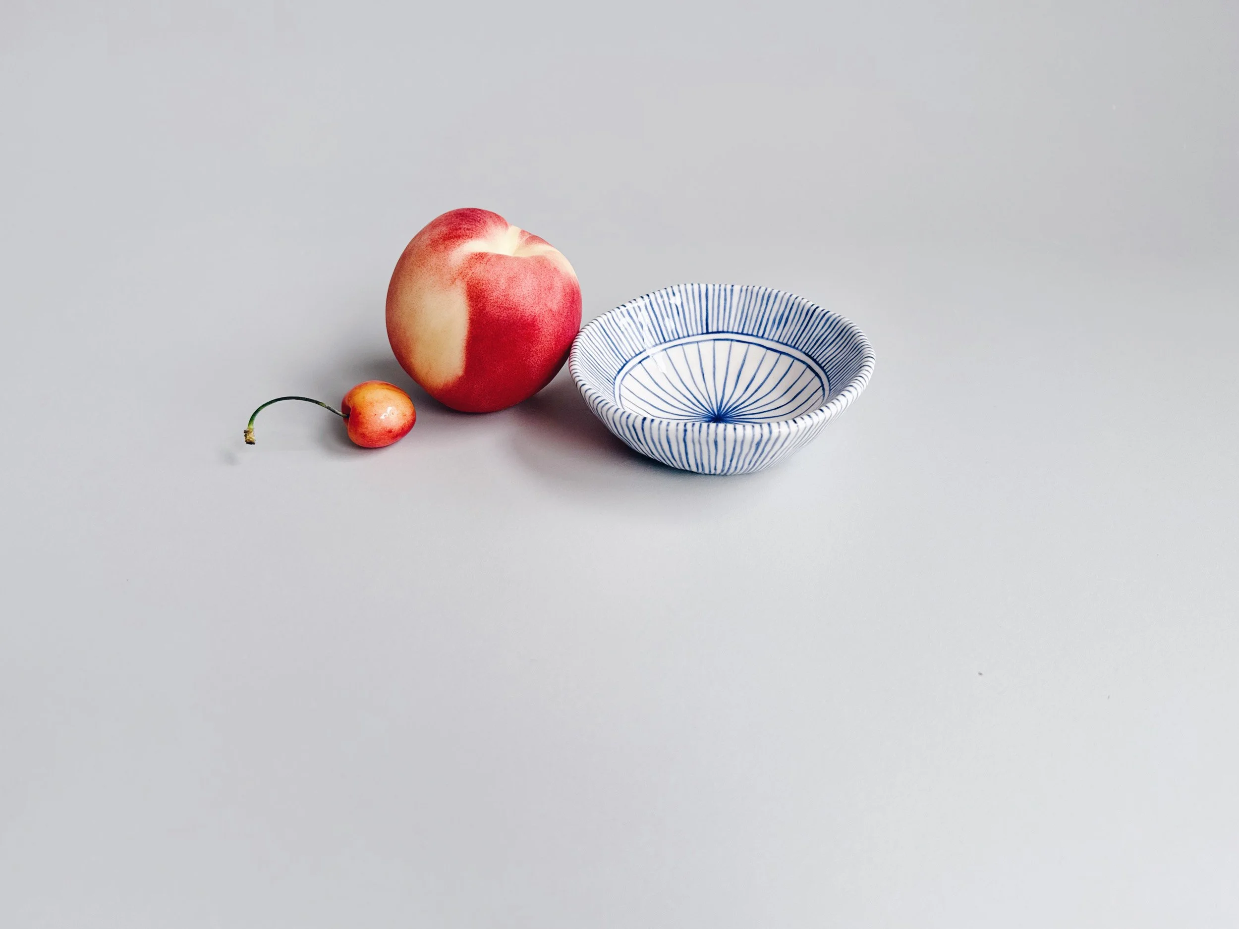 Blue and white, handmade ceramic bowl.