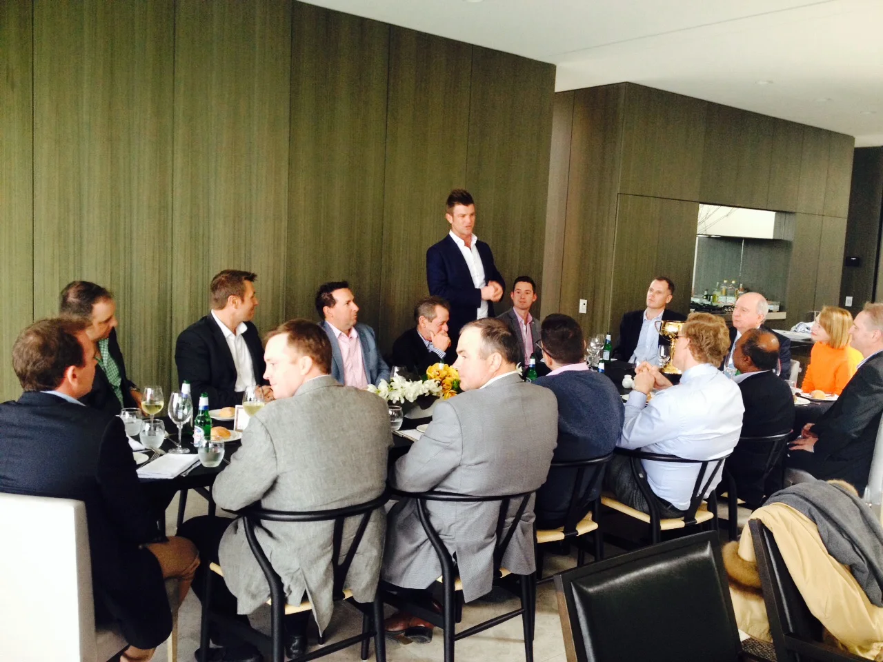 Blue Sky Bloodstock's Julian Blaxland addressing the guest at the recent Spring Lunch.