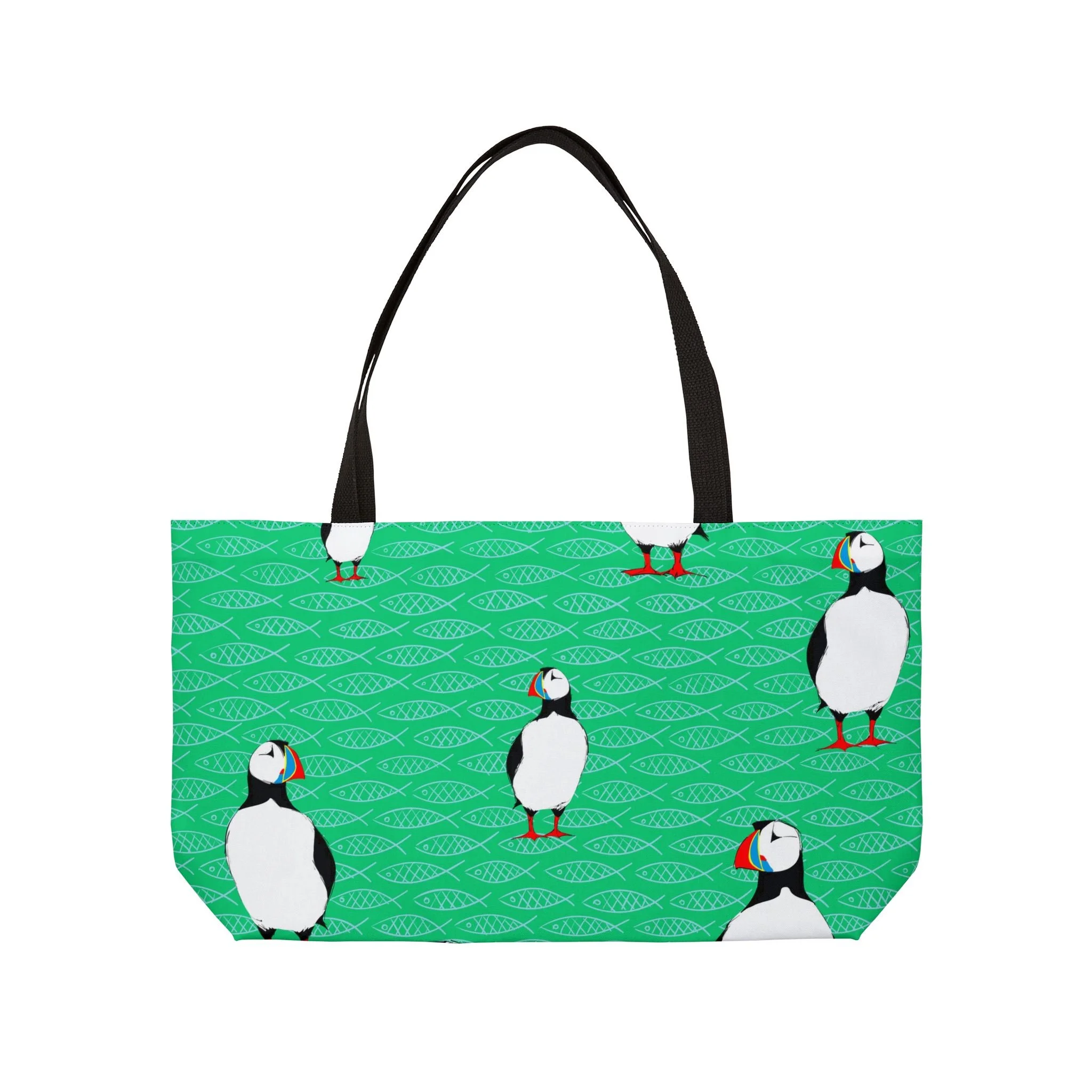 Puffins and Fish - Elisabeth Maurland - Weekender Tote Front.png